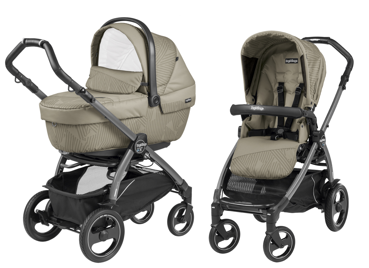 Коляска 2 в 1 Peg Perego Book 51 S XL Modular (шасси Jet) Geo Beige