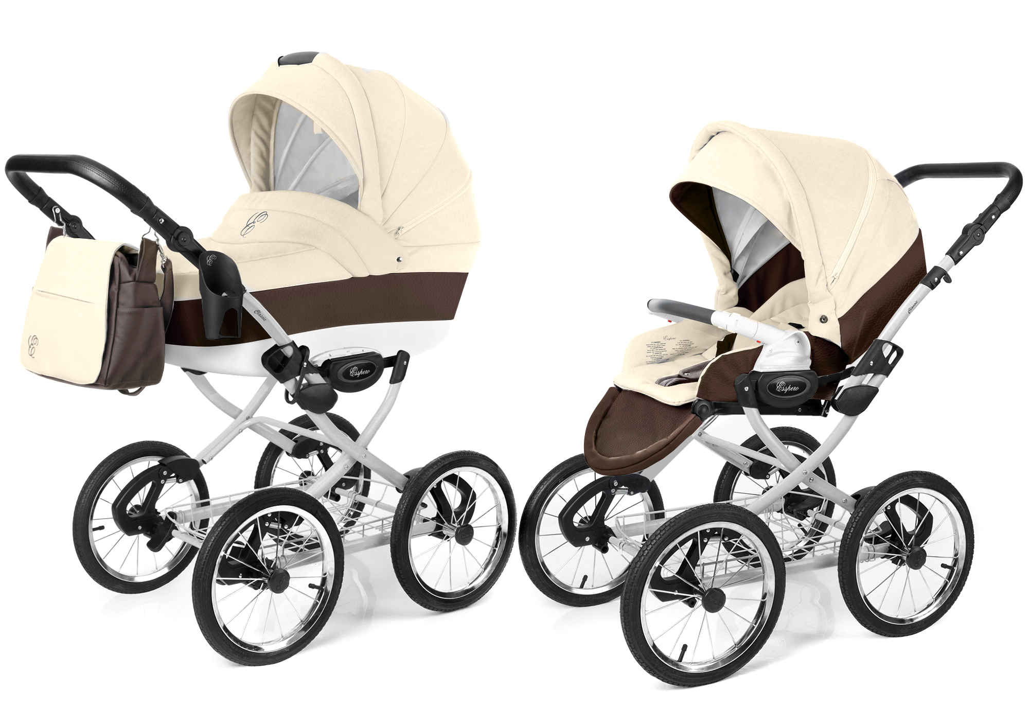 Коляска 2 в 1 Esspero Grand Classic (шасси Grey) Cream leatherette