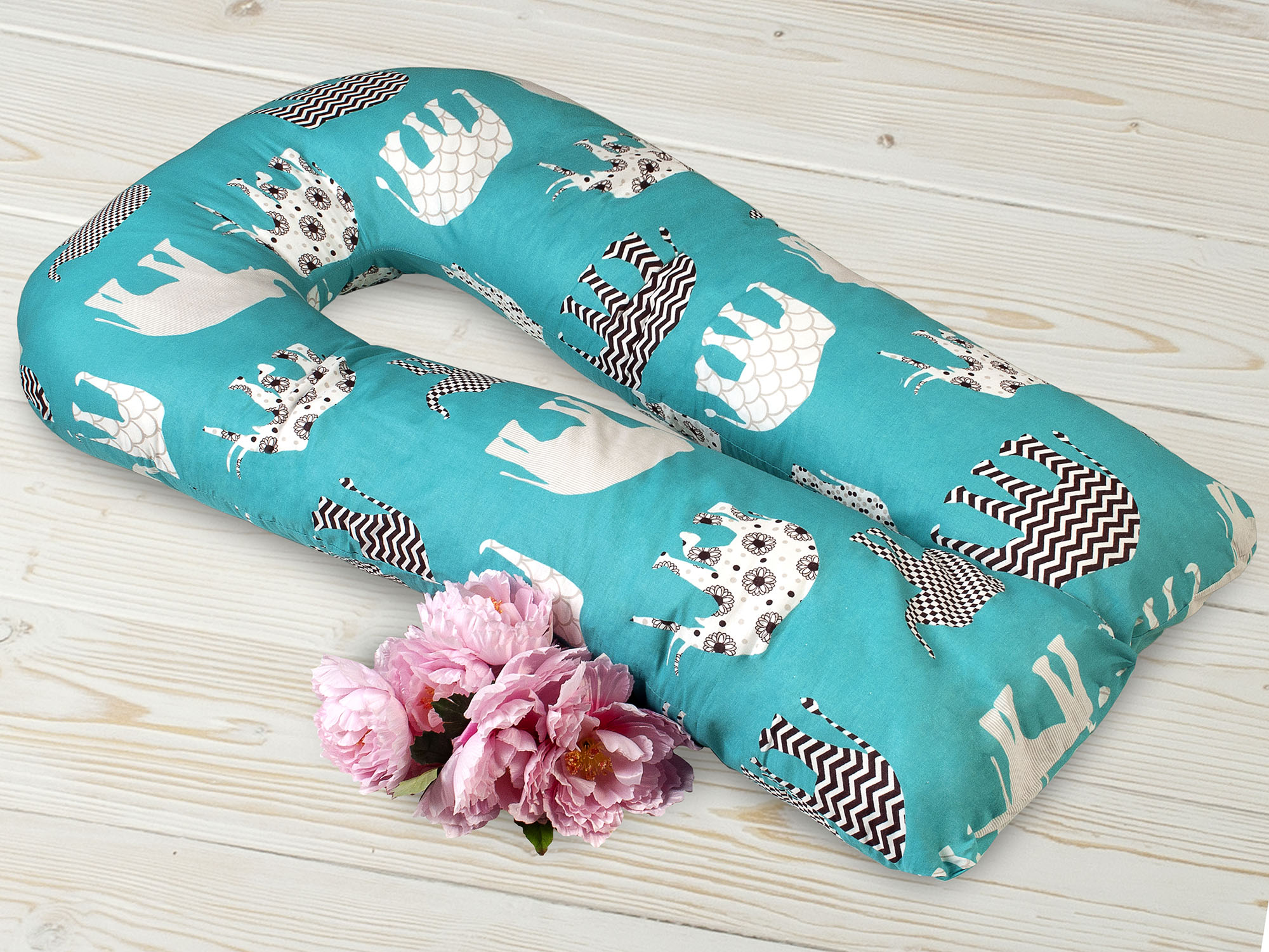 Подушка для беременных Amarobaby 340х35 U - образная слоники