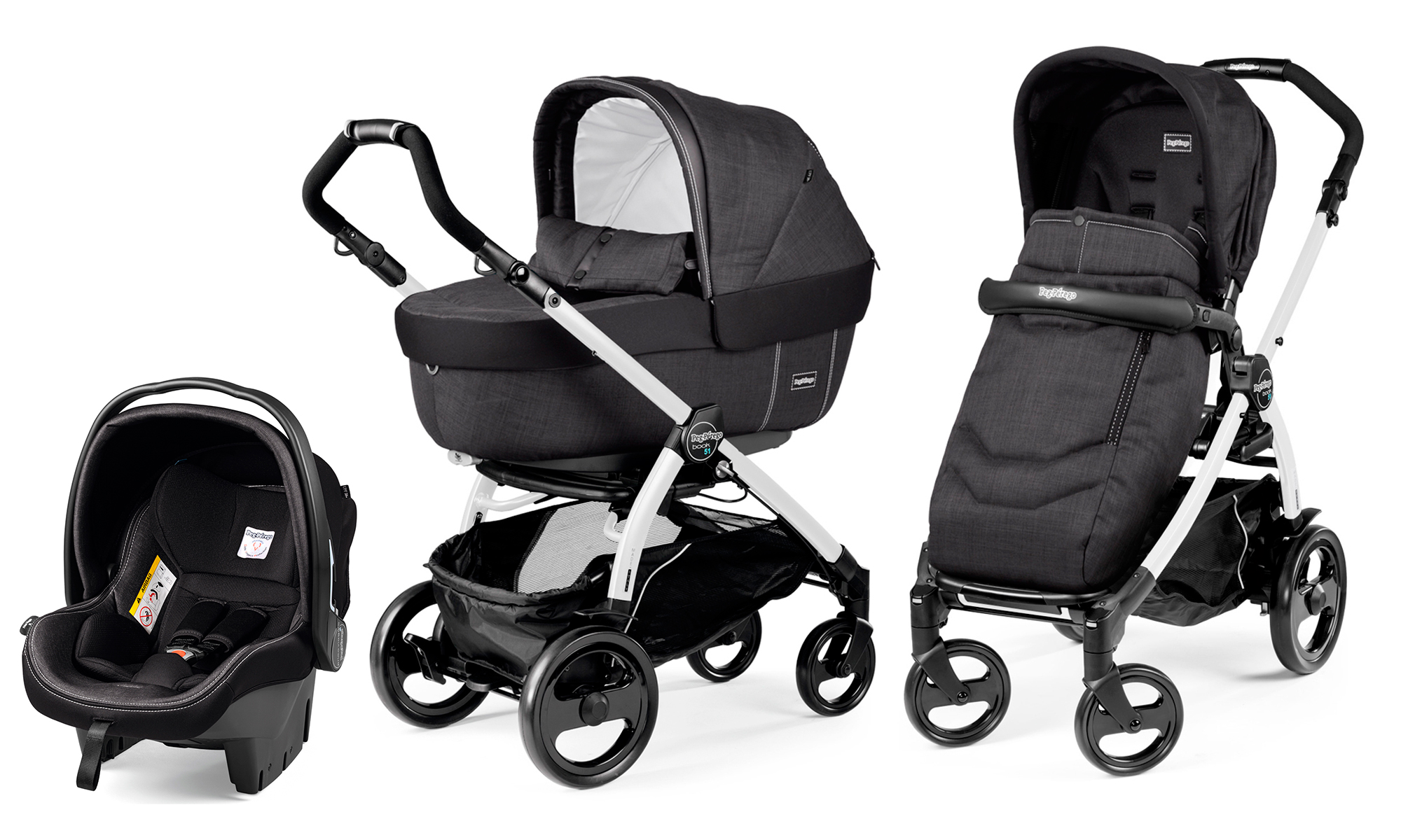 Коляска 3 в 1 Peg Perego Book 51 Elite Modular System (шасси White/Black) Onyx