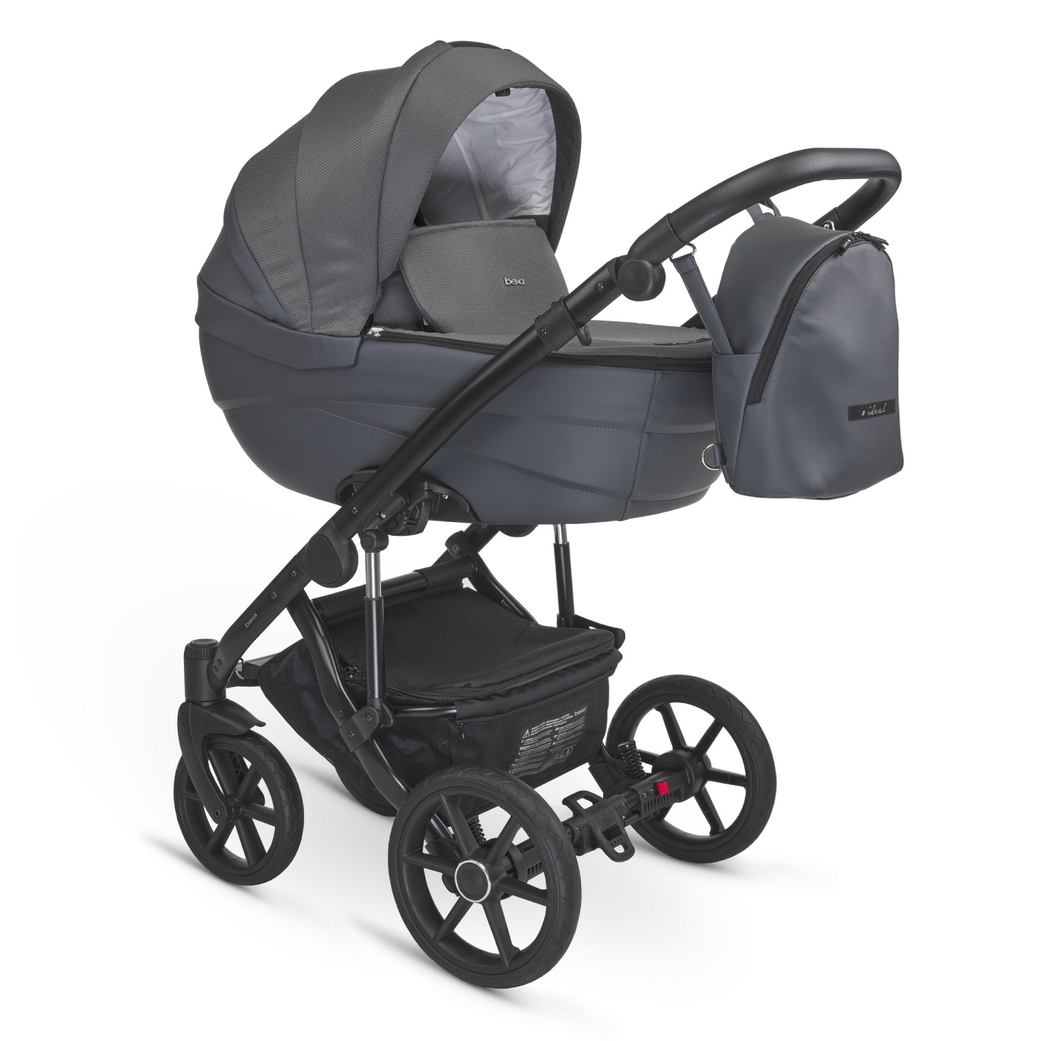 Коляска 2в1 BEXA IDEAL т.серый+т.серая кожа