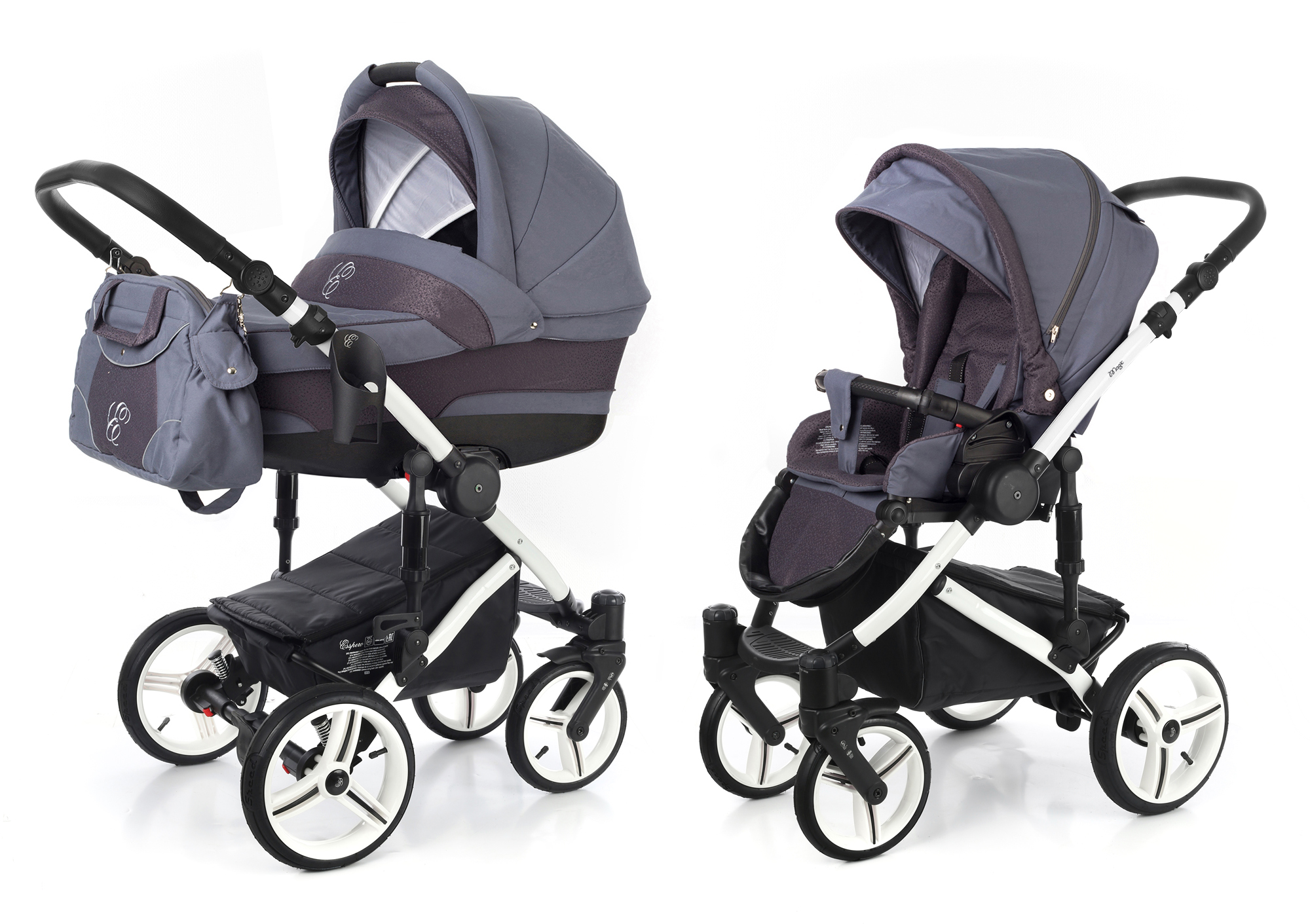 Коляска 2 в 1 Esspero Magic (шасси White) Dark Grey