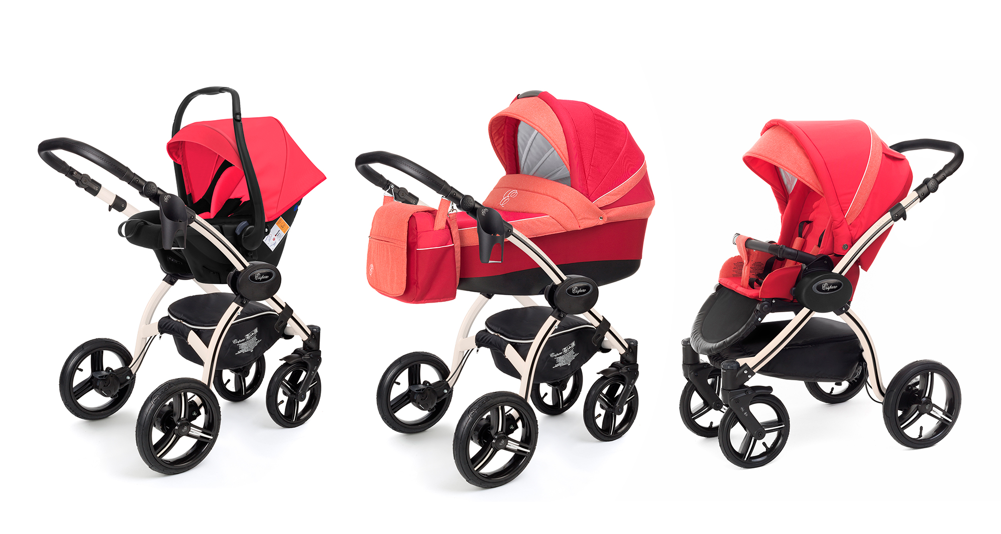 Коляска 3 в 1 Esspero Grand I-Nova (шасси Beige) Red Sunset