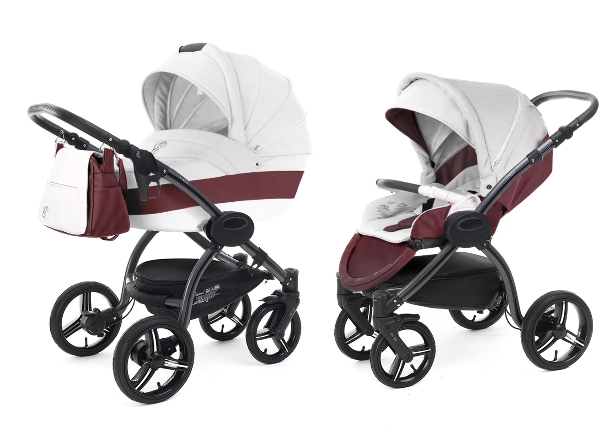 Коляска 2 в 1 Esspero Grand I-Nova (шасси Graphite) Maroon leatherette