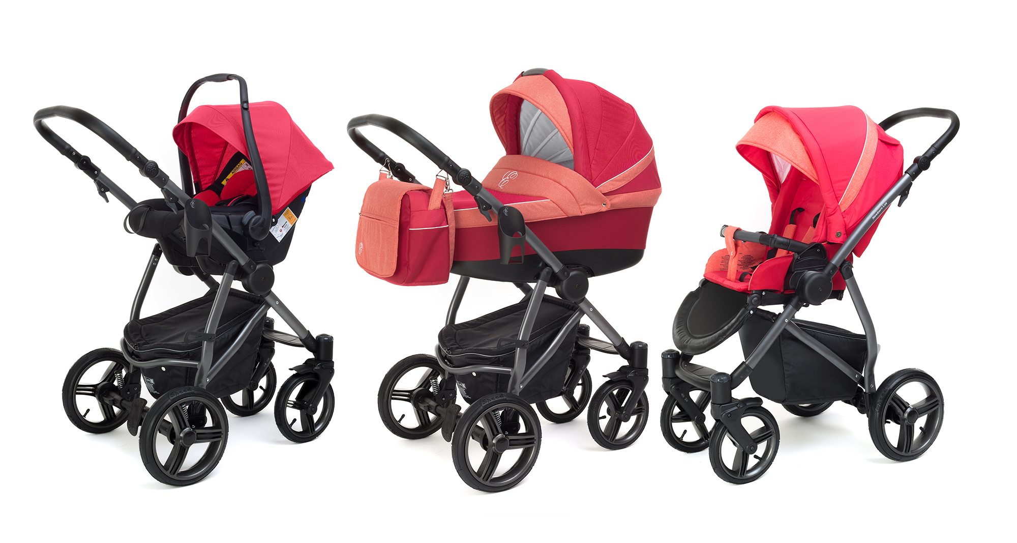 Коляска 3 в 1 Esspero Grand Newborn Lux (шасси Graphite) Red Sunset