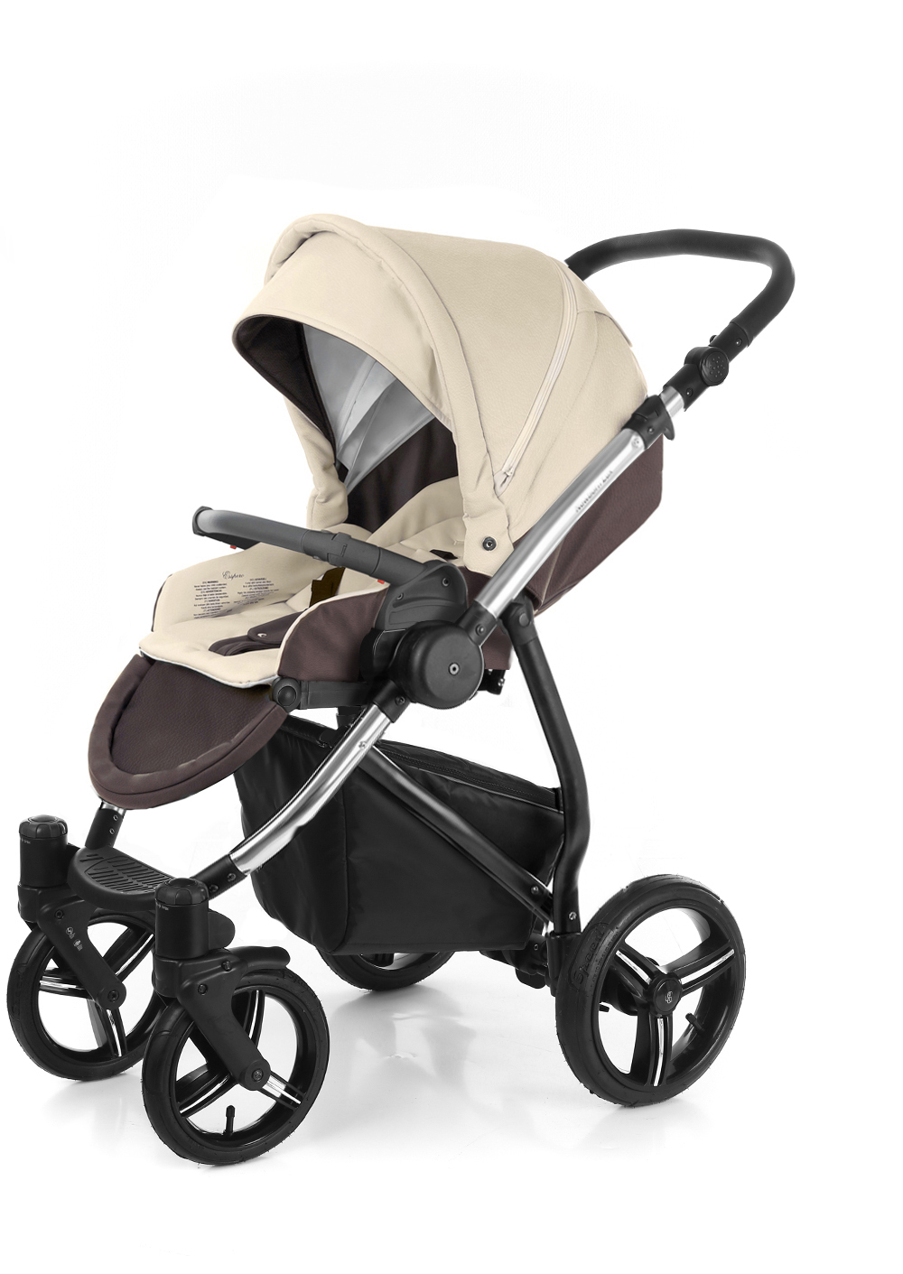 Прогулочная коляска Esspero Grand Newborn Lux (шасси Chrome) Cream leatherette