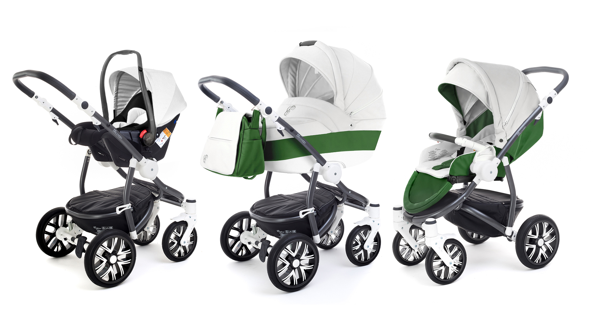 Коляска 3 в 1 Esspero Grand Discovery (шасси Graphite White) Apple leatherette