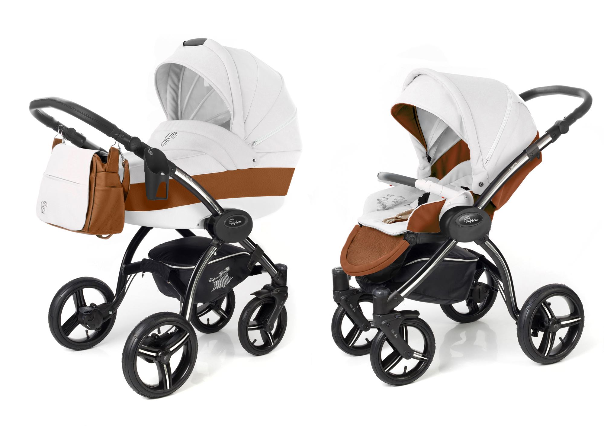 Коляска 2 в 1 Esspero Grand I-Nova (шасси Black) Orange leatherette