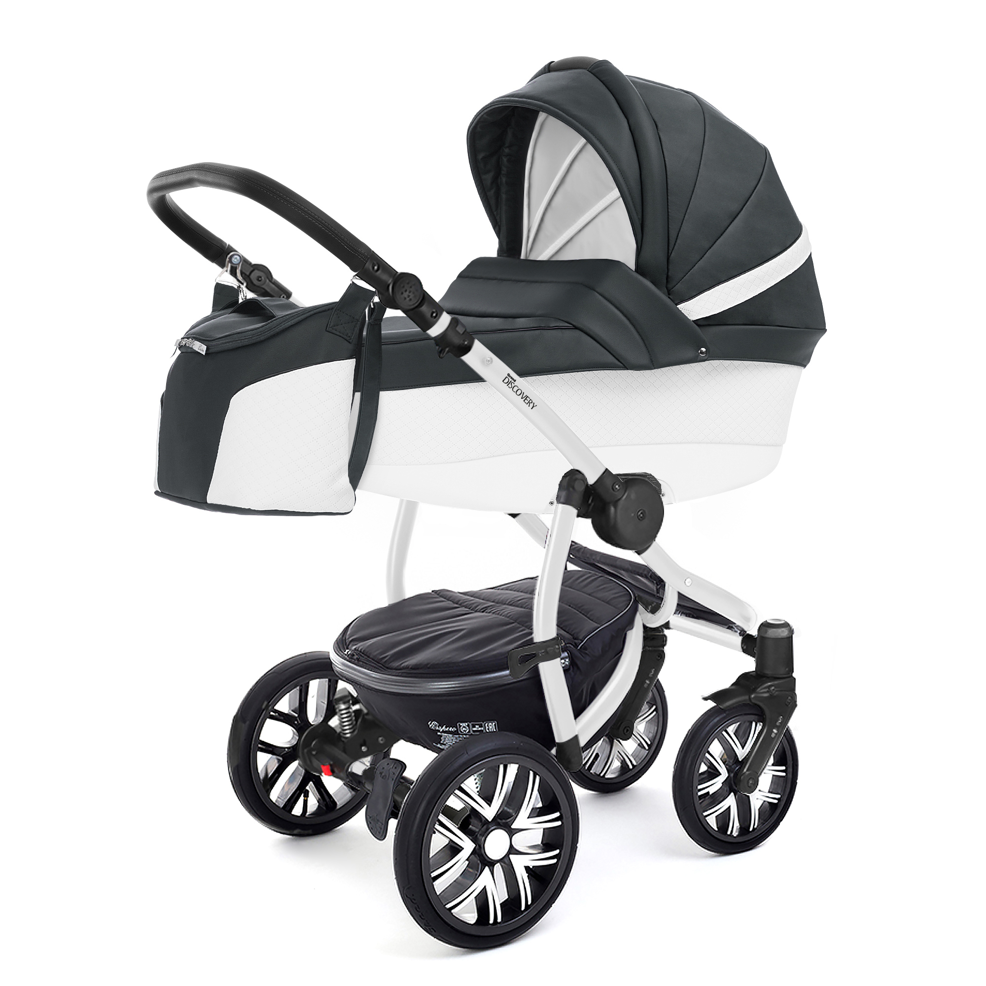 Коляска для новорожденных Esspero Grand Discovery (шасси White) Nappa Graphite