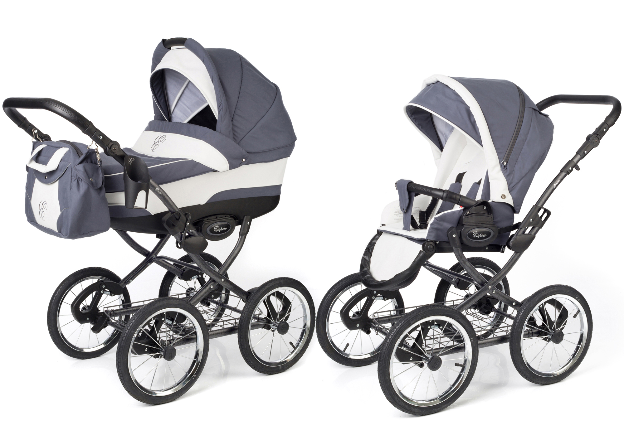 Коляска 2 в 1 Esspero Classic (шасси Graphite) Grey Lux