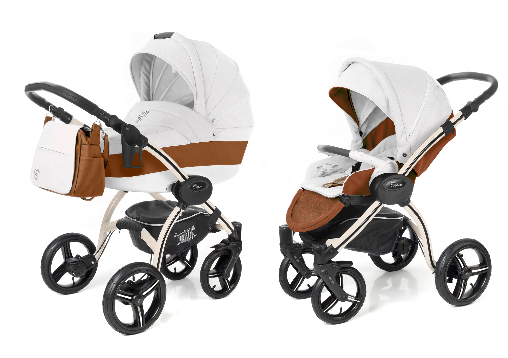 Коляска 2 в 1 Esspero Grand I-Nova (шасси Beige) Orange leatherette