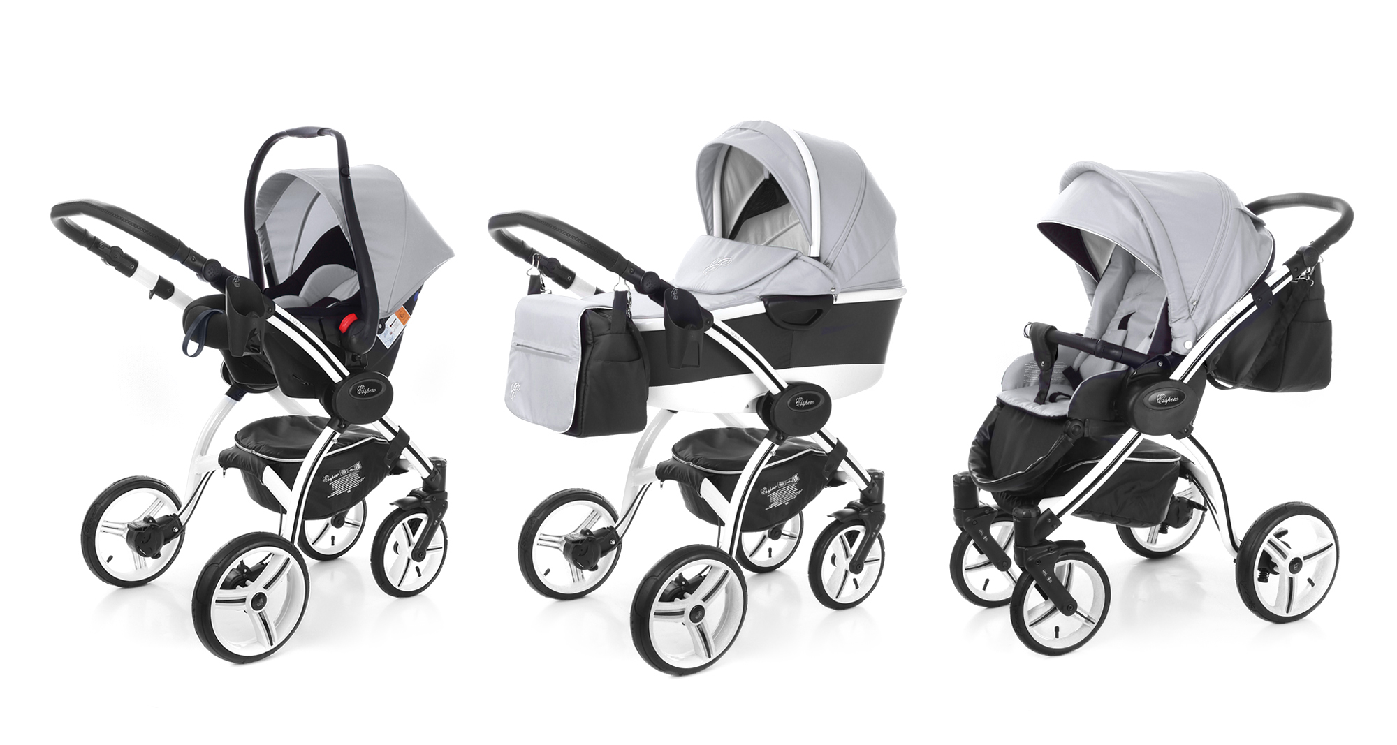 Коляска 3 в 1 Esspero I-Nova Alu (шасси White) Silver