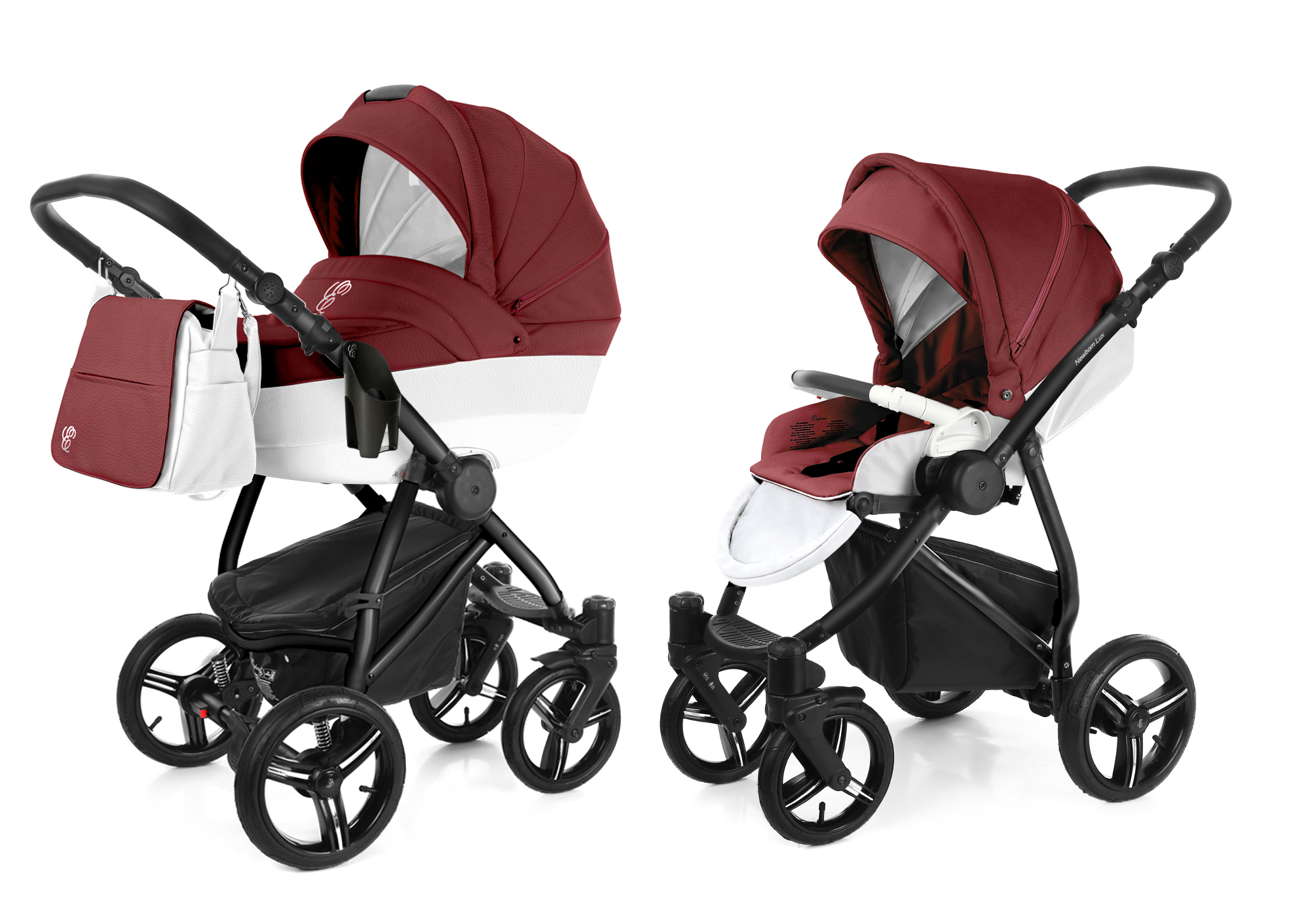 Коляска 2 в 1 Esspero Grand Newborn Lux (шасси Black) Cherry leatherette