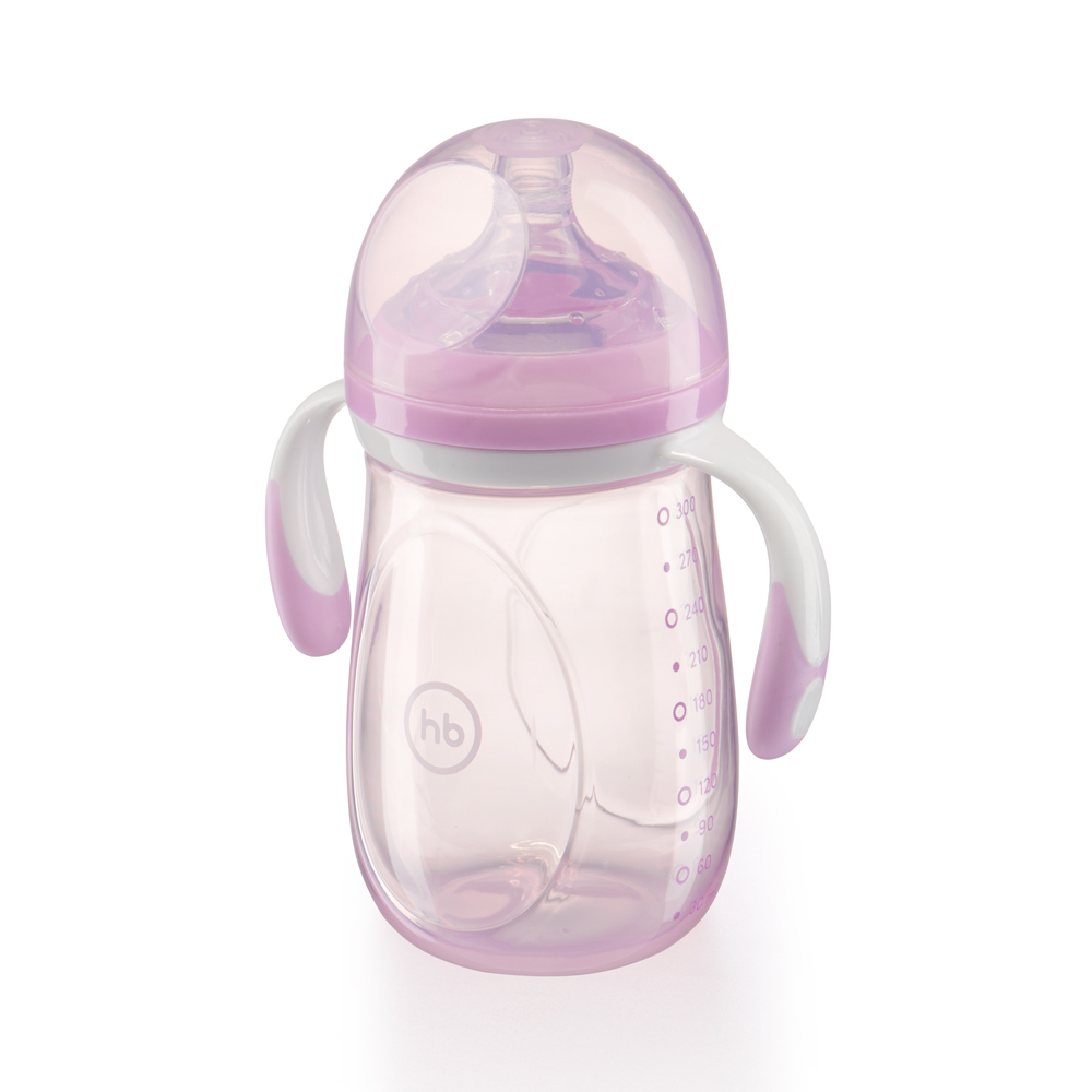 Бутылочка с ручками и антиколиковой соской Happy Baby (300 мл.) Violet