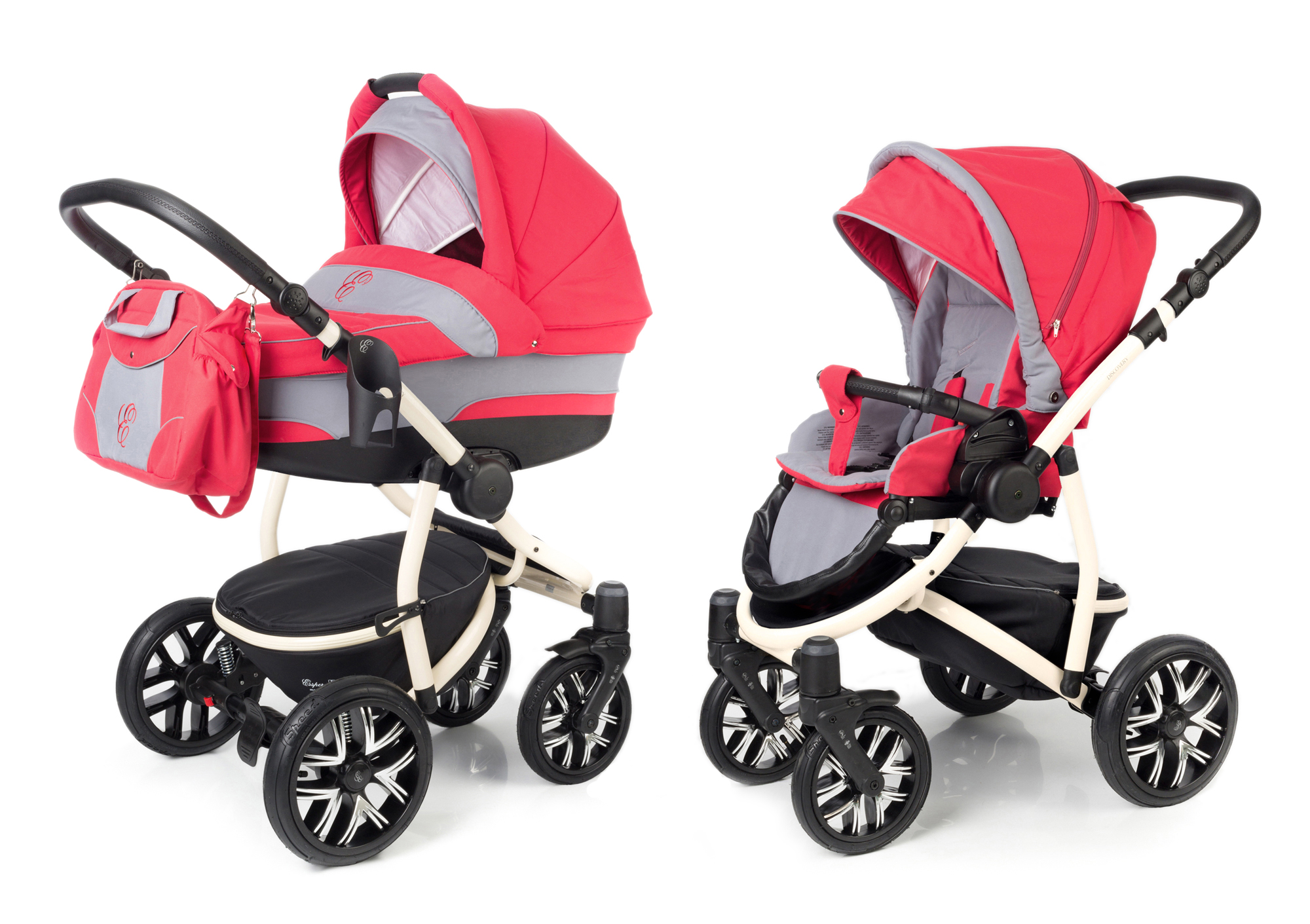 Коляска 2 в 1 Esspero Discovery (шасси Beige) Red Grey