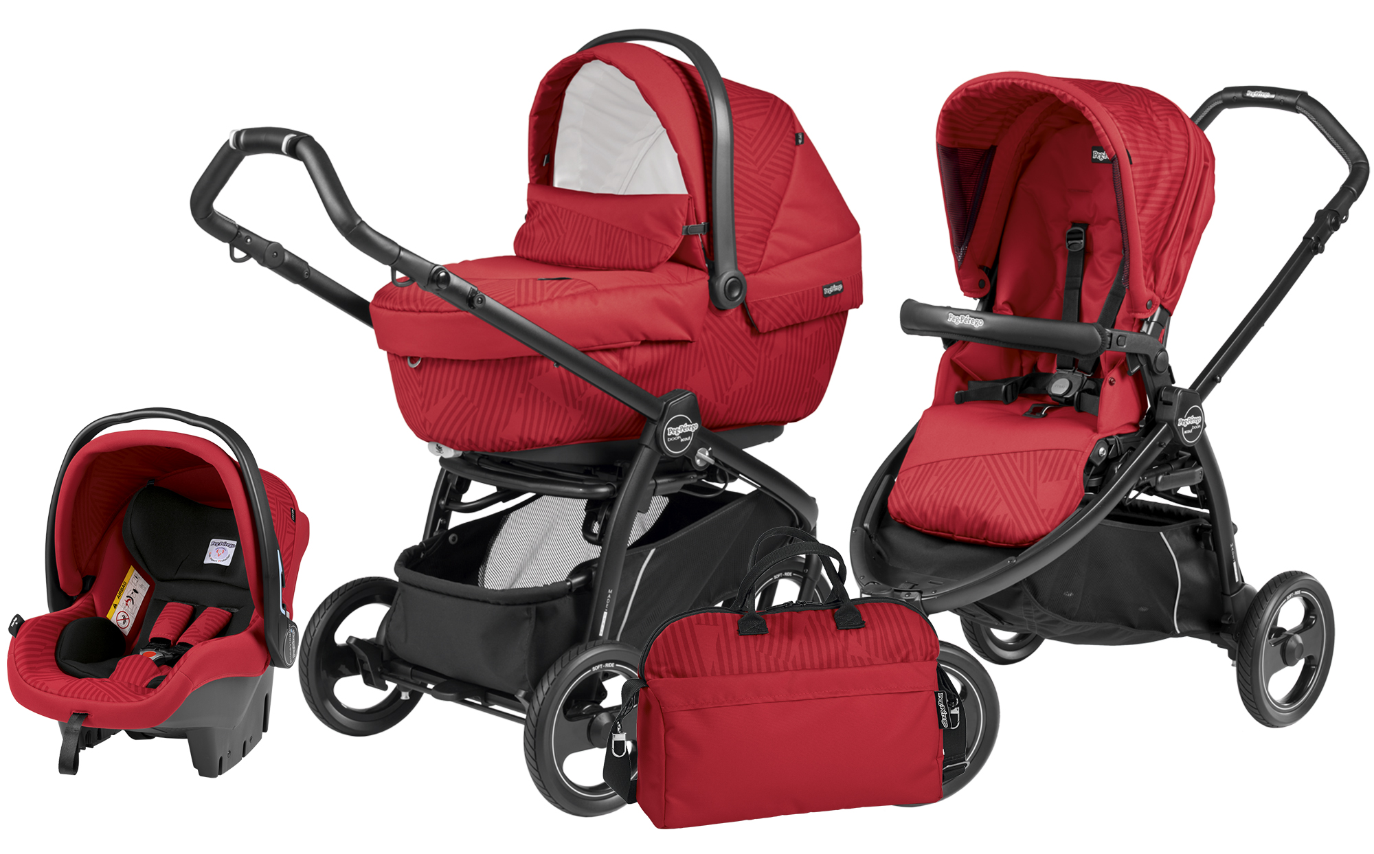 Коляска 3 в 1 Peg Perego Book Scout XL Set Modular Geo Red