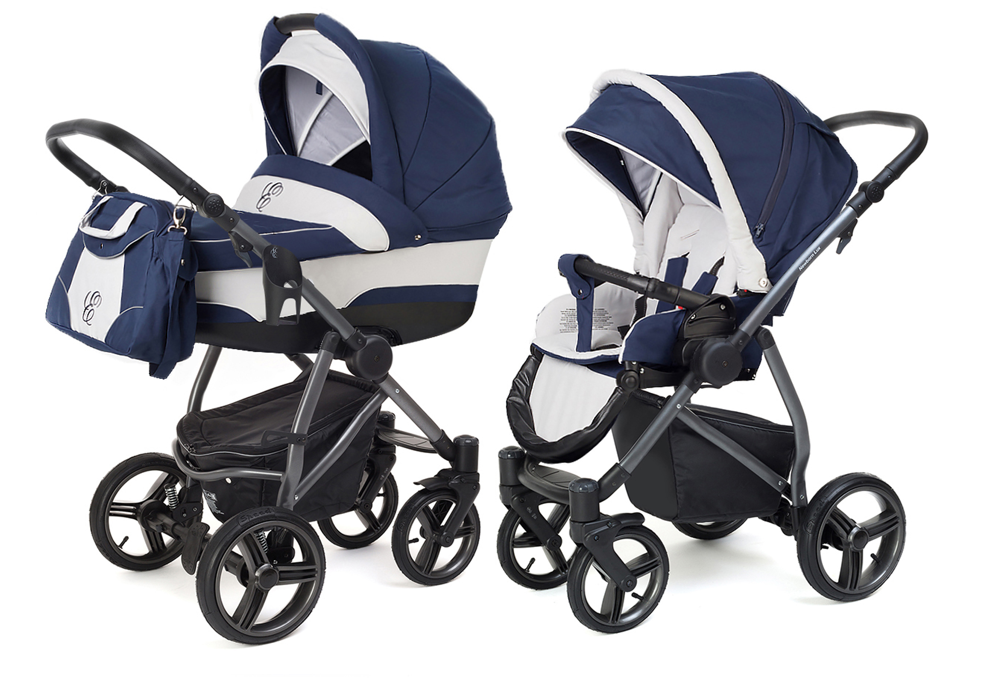 Коляска 2 в 1 Esspero Newborn Lux (шасси Graphite) Navy Grey