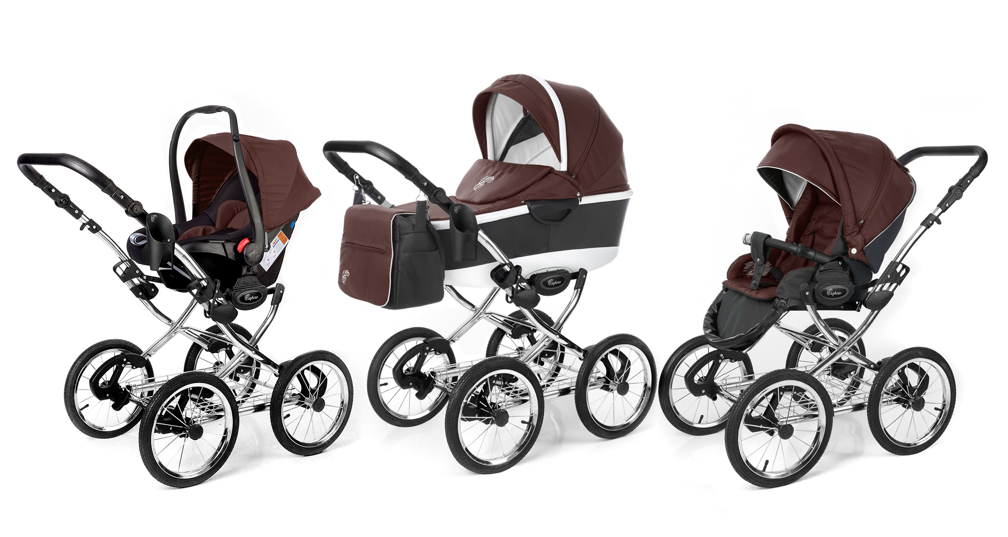 Коляска 3 в 1 Esspero Classic Alu (шасси Chrome) Brown