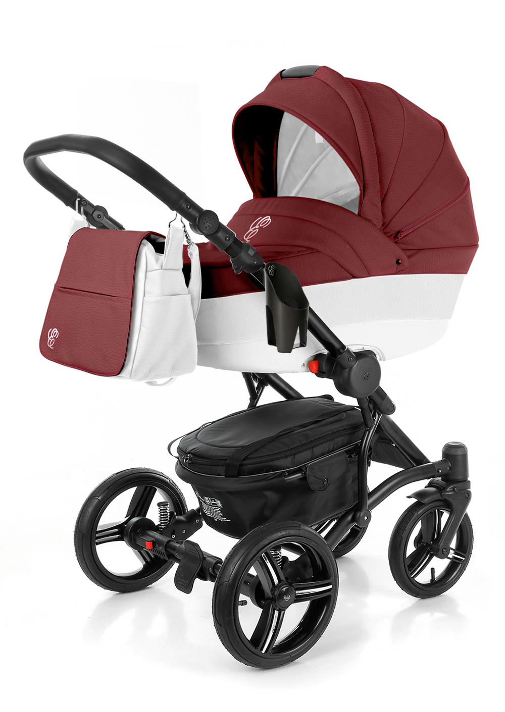 Коляска для новорожденных Esspero Tour Leatherette (шасси Black) Cherry leatherette