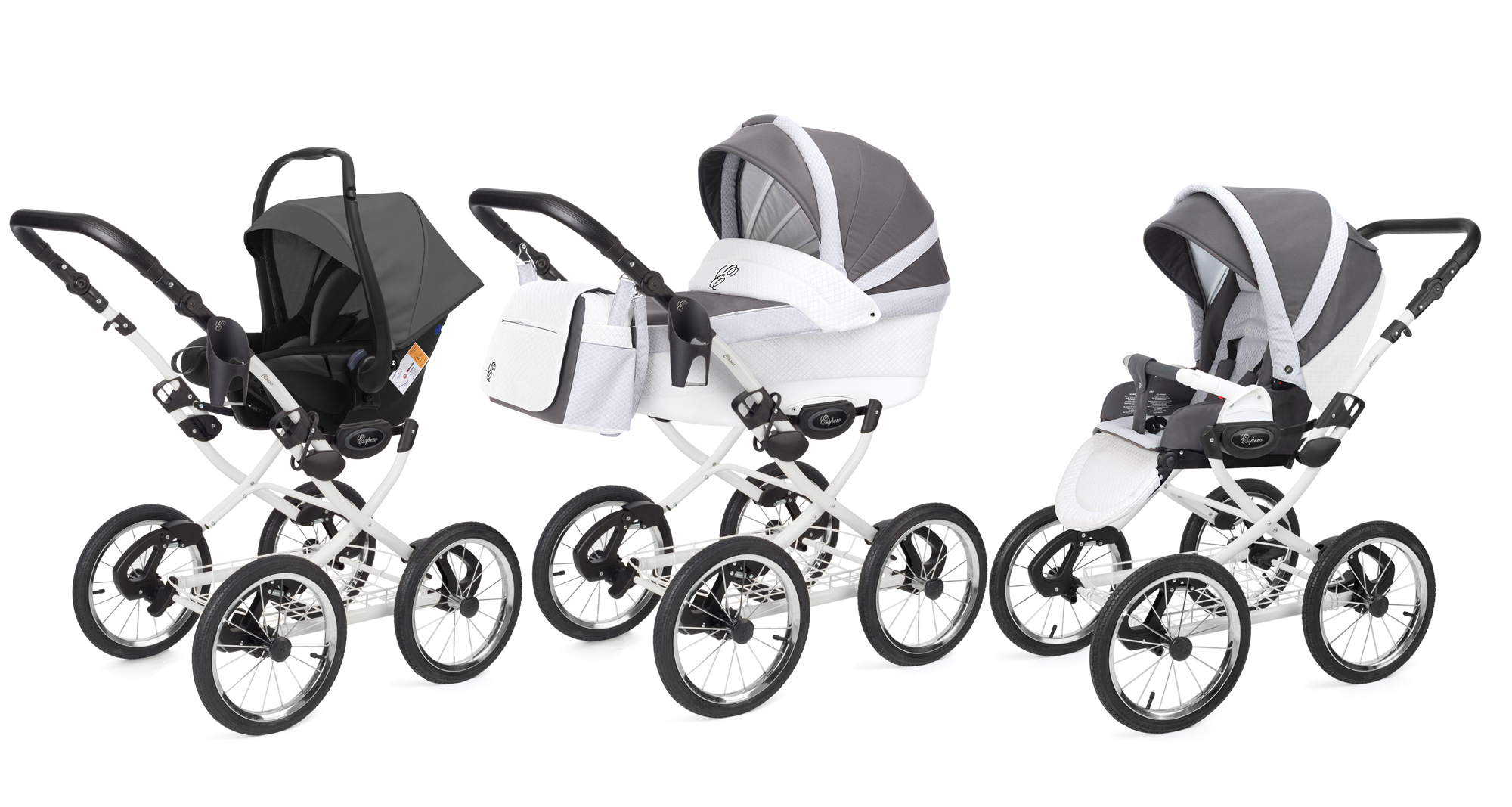 Коляска 3 в 1 Esspero Grand Classic (шасси White) Royal Light Grey