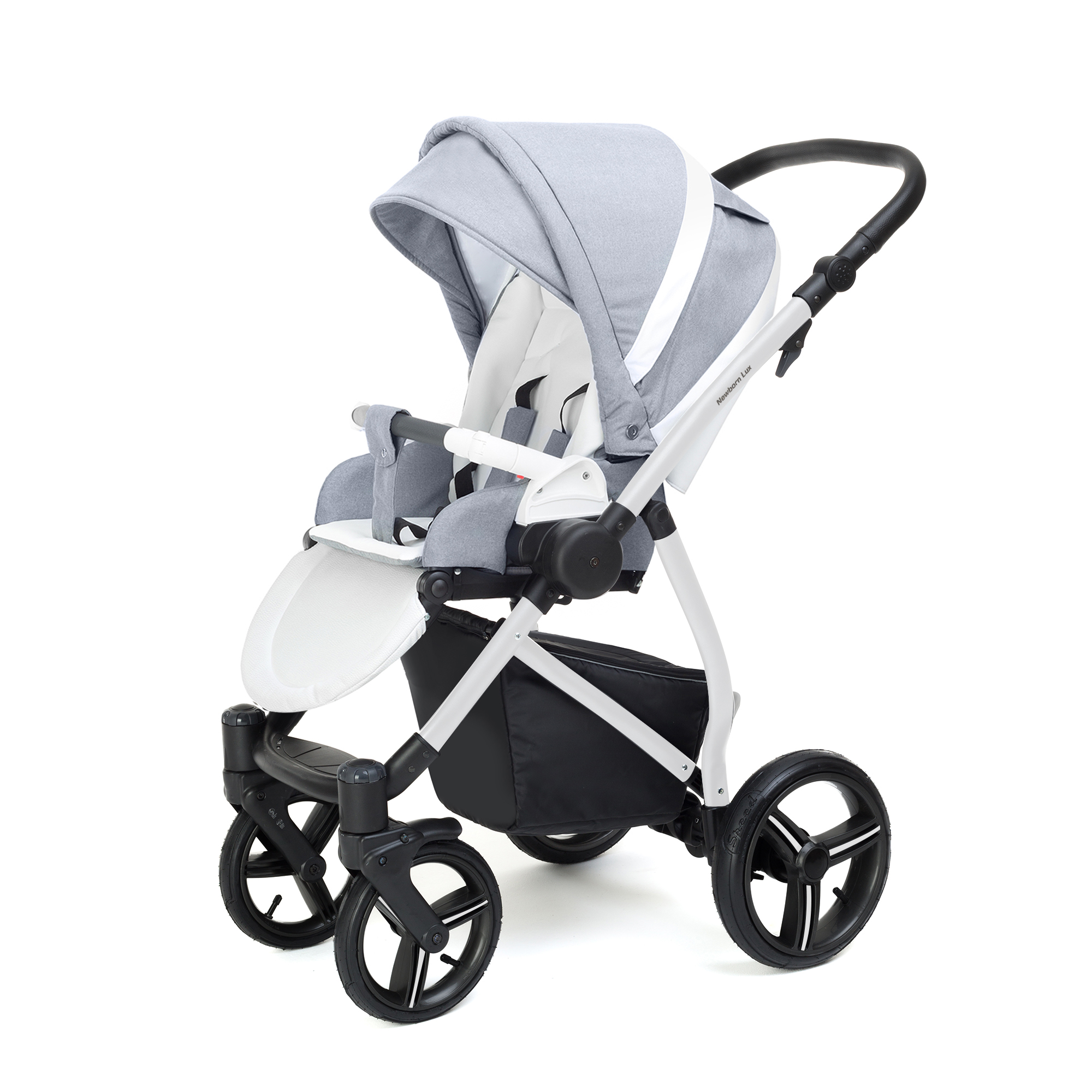 Прогулочная коляска Esspero Grand Newborn Lux (шасси White) Jeans Grey