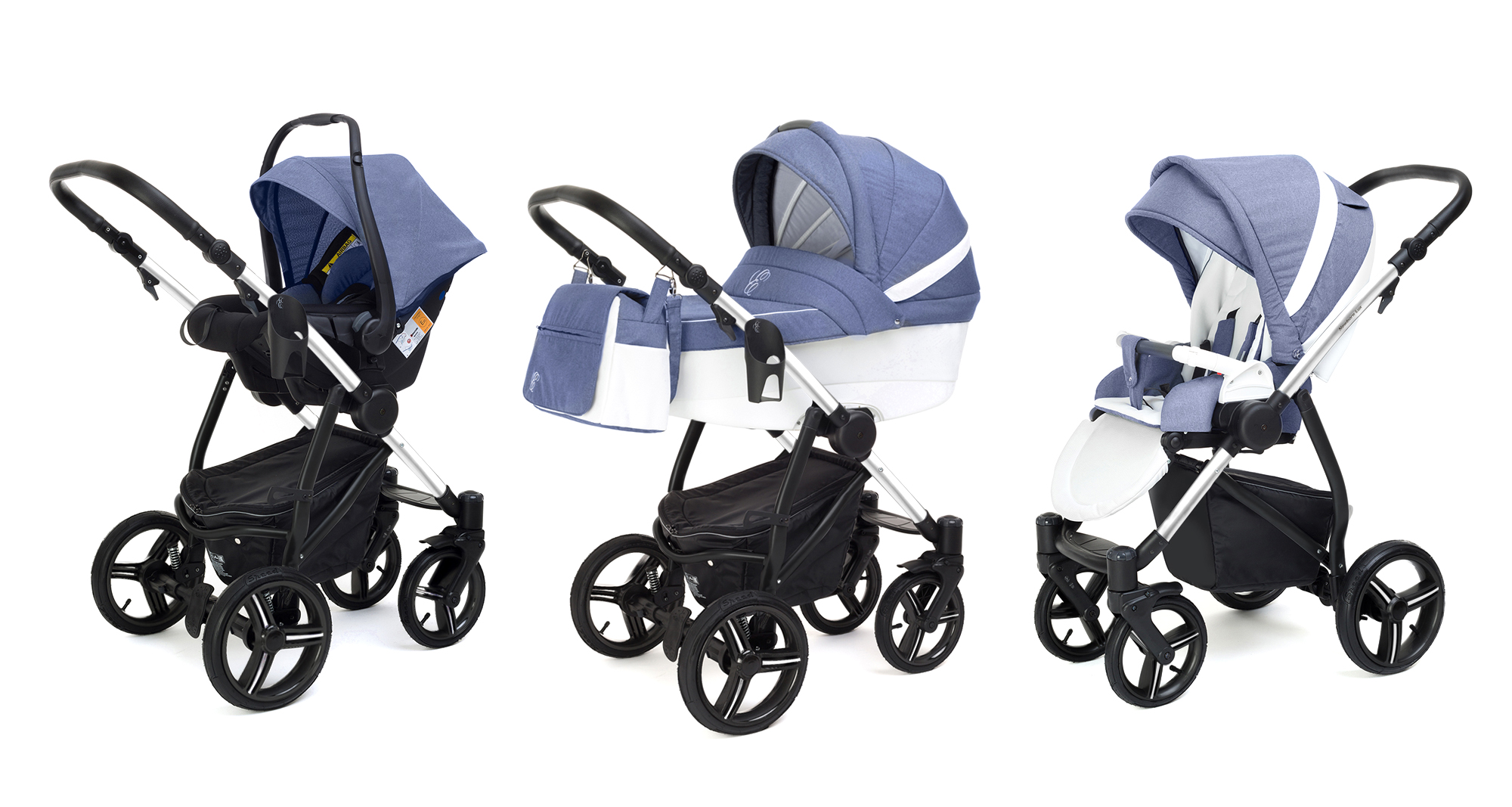Коляска 3 в 1 Esspero Grand Newborn Lux (шасси Chrome) Jeans Blue