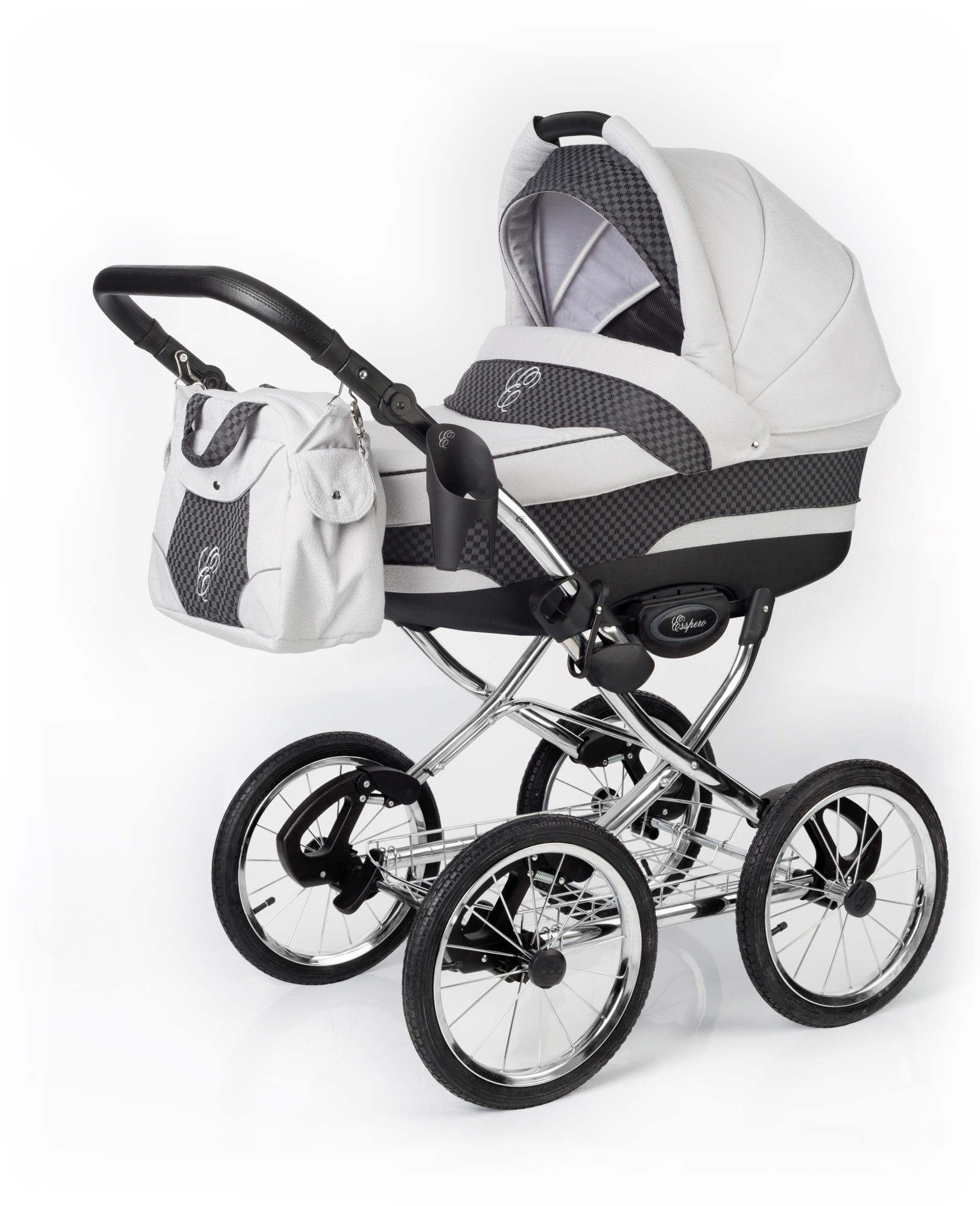 Коляска для новорожденных Esspero Classic (шасси Chrome) Grey Carbon