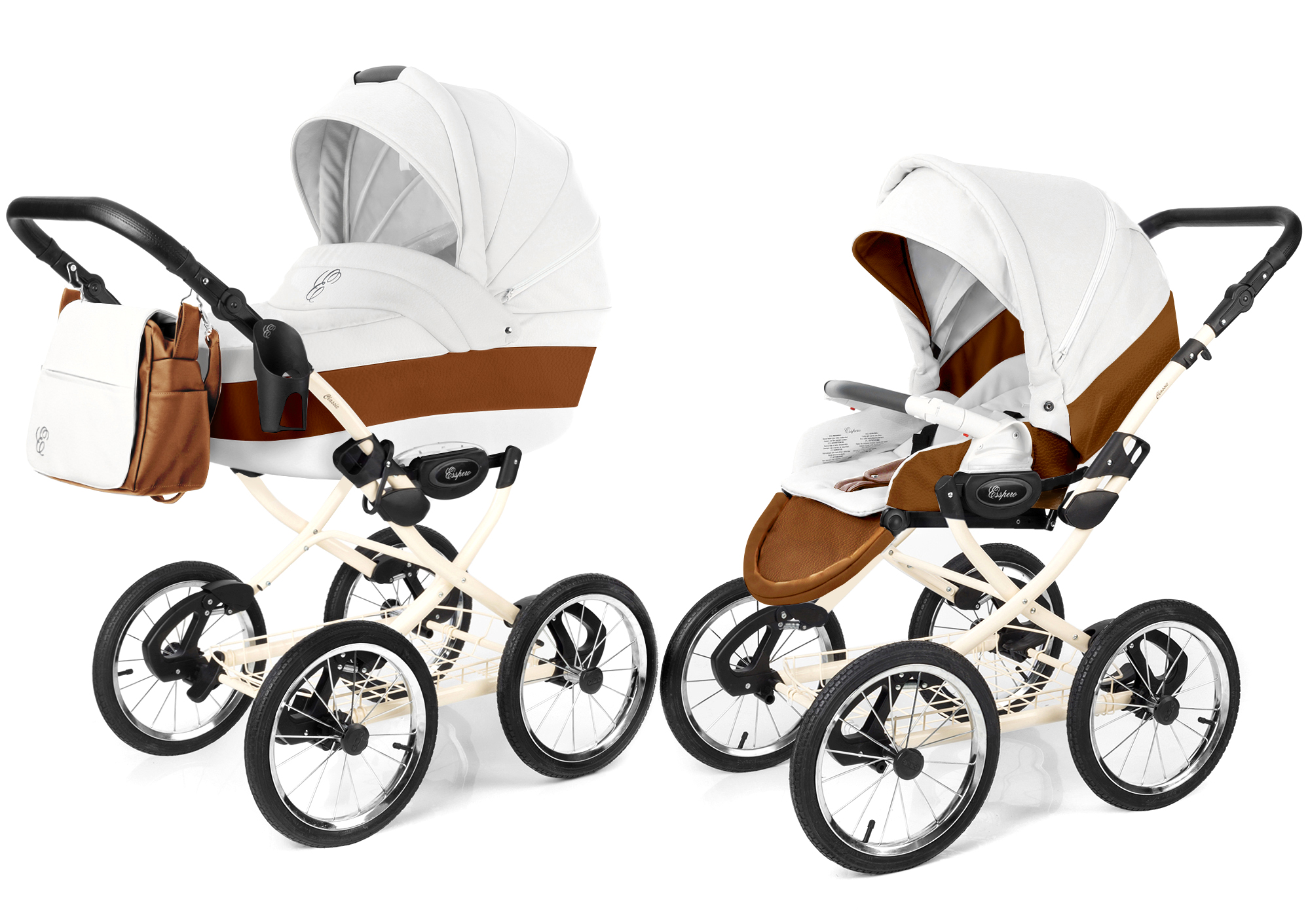 Коляска 2 в 1 Esspero Grand Classic (шасси Beige) Orange leatherette