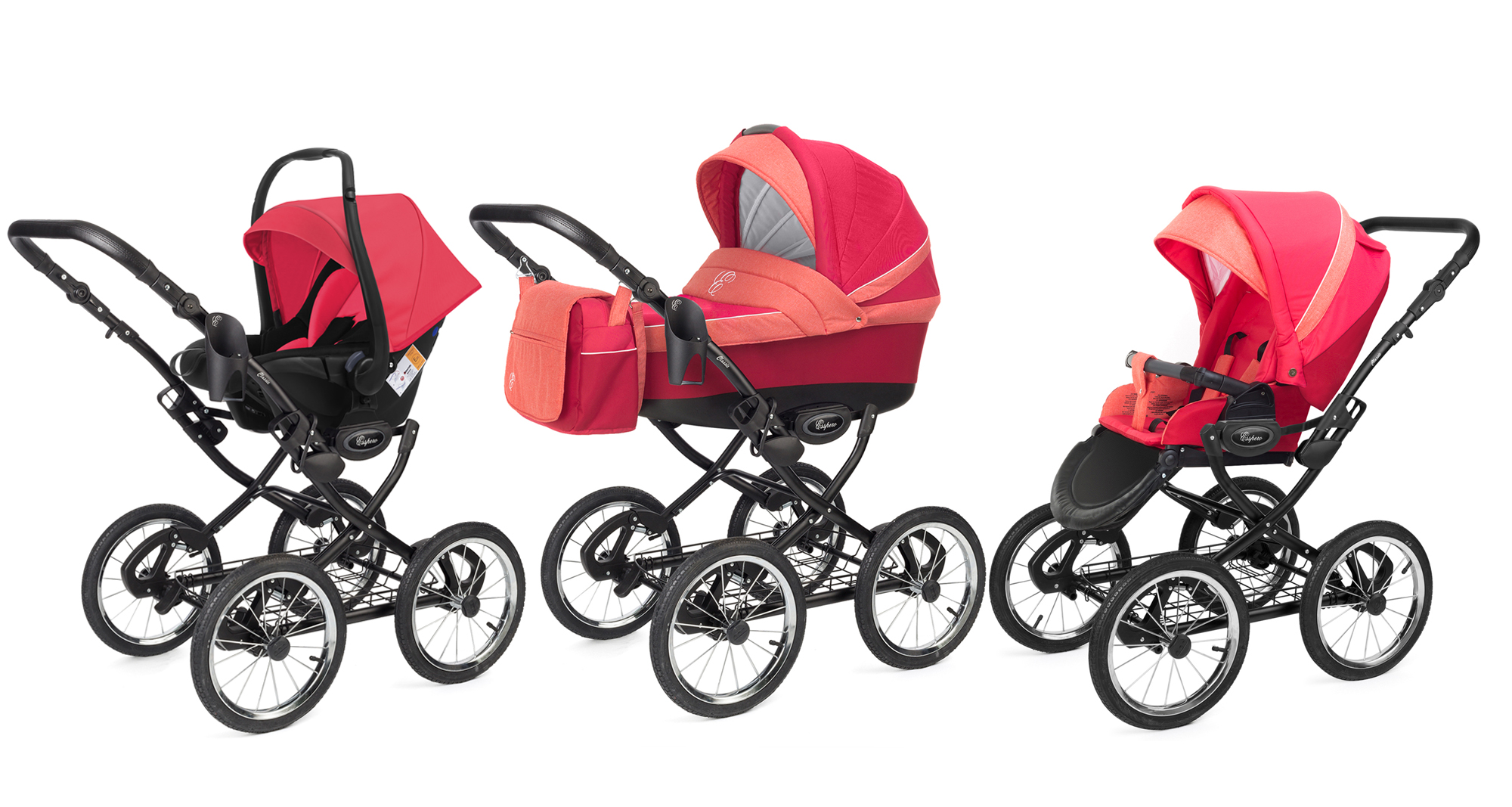 Коляска 3 в 1 Esspero Grand Classic (шасси Black) Red Sunset