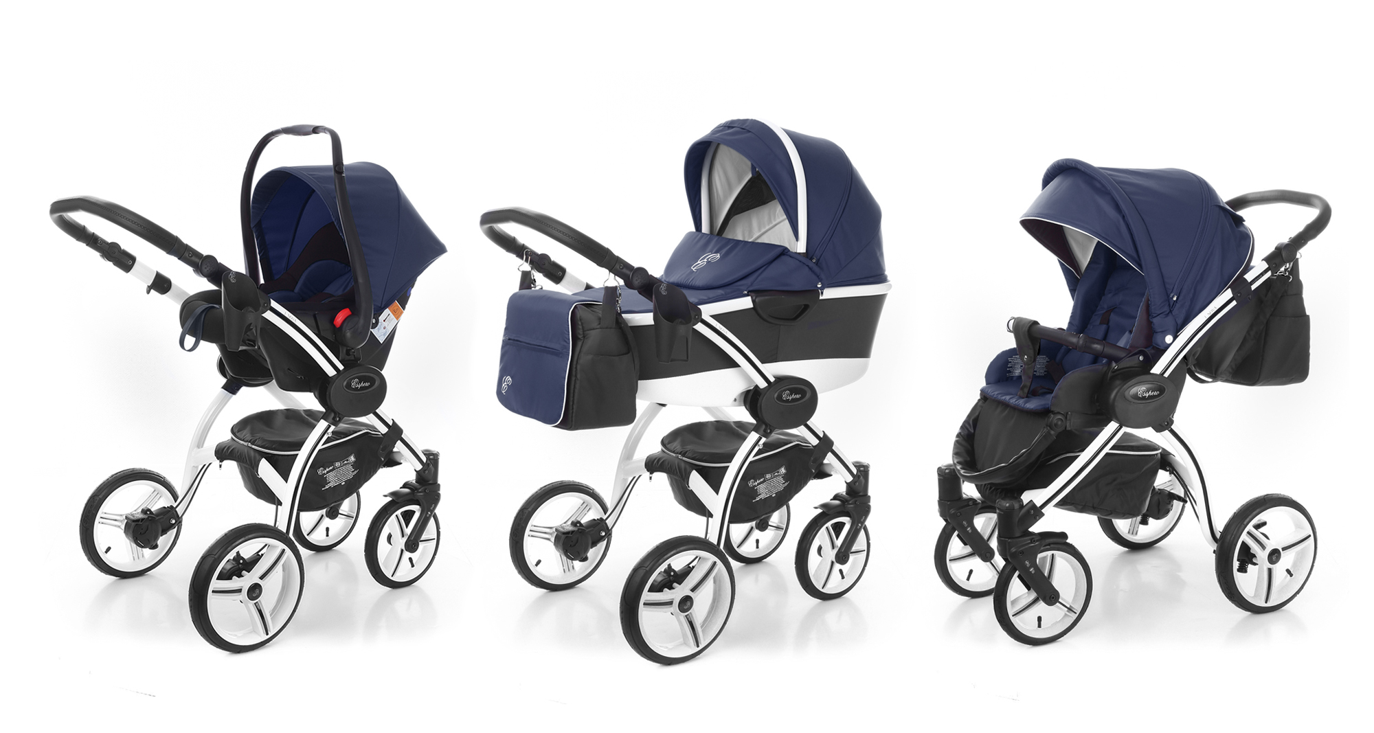 Коляска 3 в 1 Esspero I-Nova Alu (шасси White) Navy