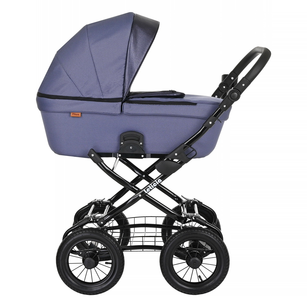 Коляска для новорожденных Pituso Leticia Classic/12d Uzor Midnight+Кожа Midnight Metalic
