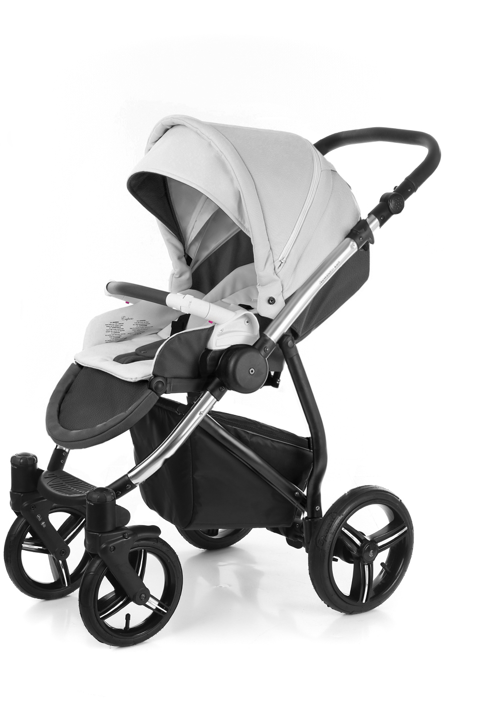Прогулочная коляска Esspero Grand Newborn Lux (шасси Chrome) White leatherette