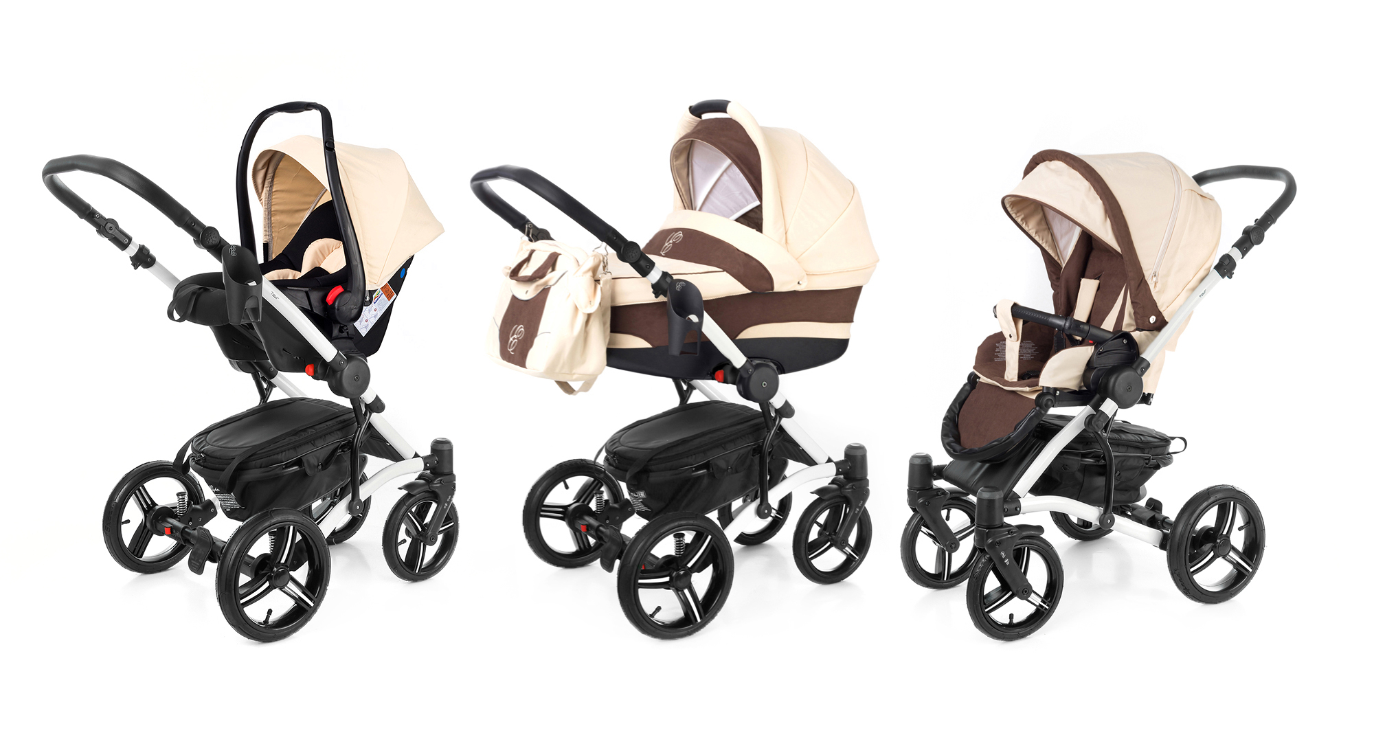 Коляска 3 в 1 Esspero Tour (шасси White) Beige Brown