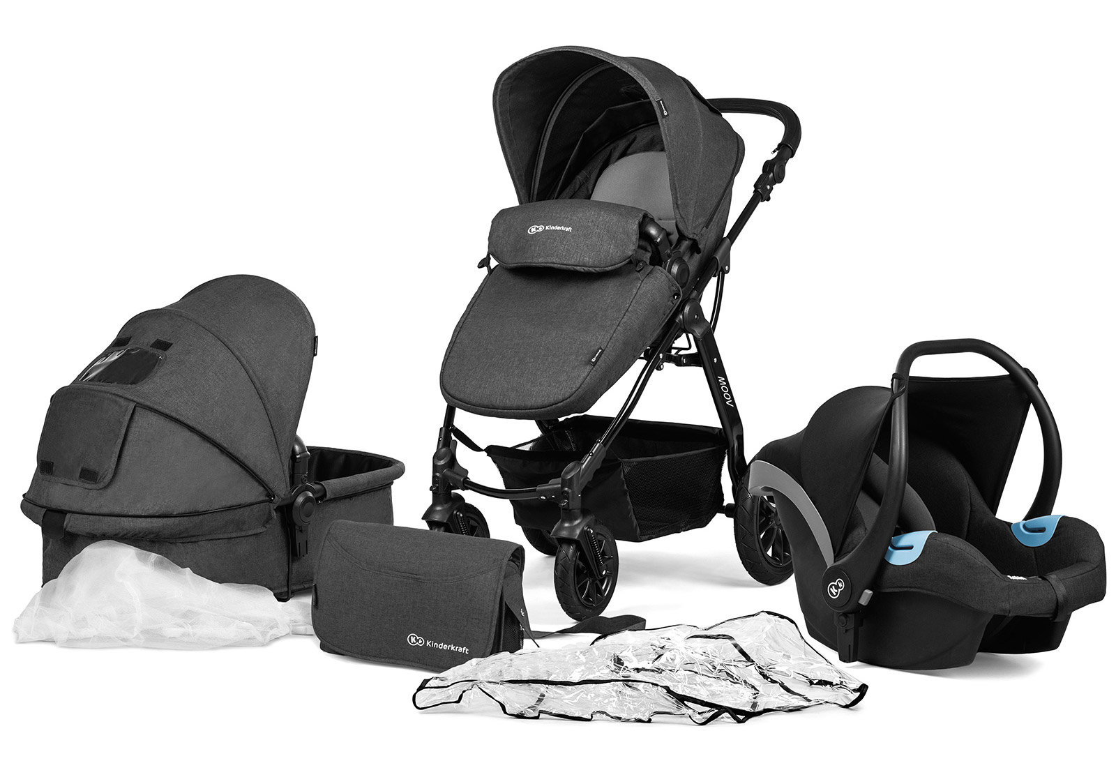Коляска 3 в 1 KinderKraft Movo black