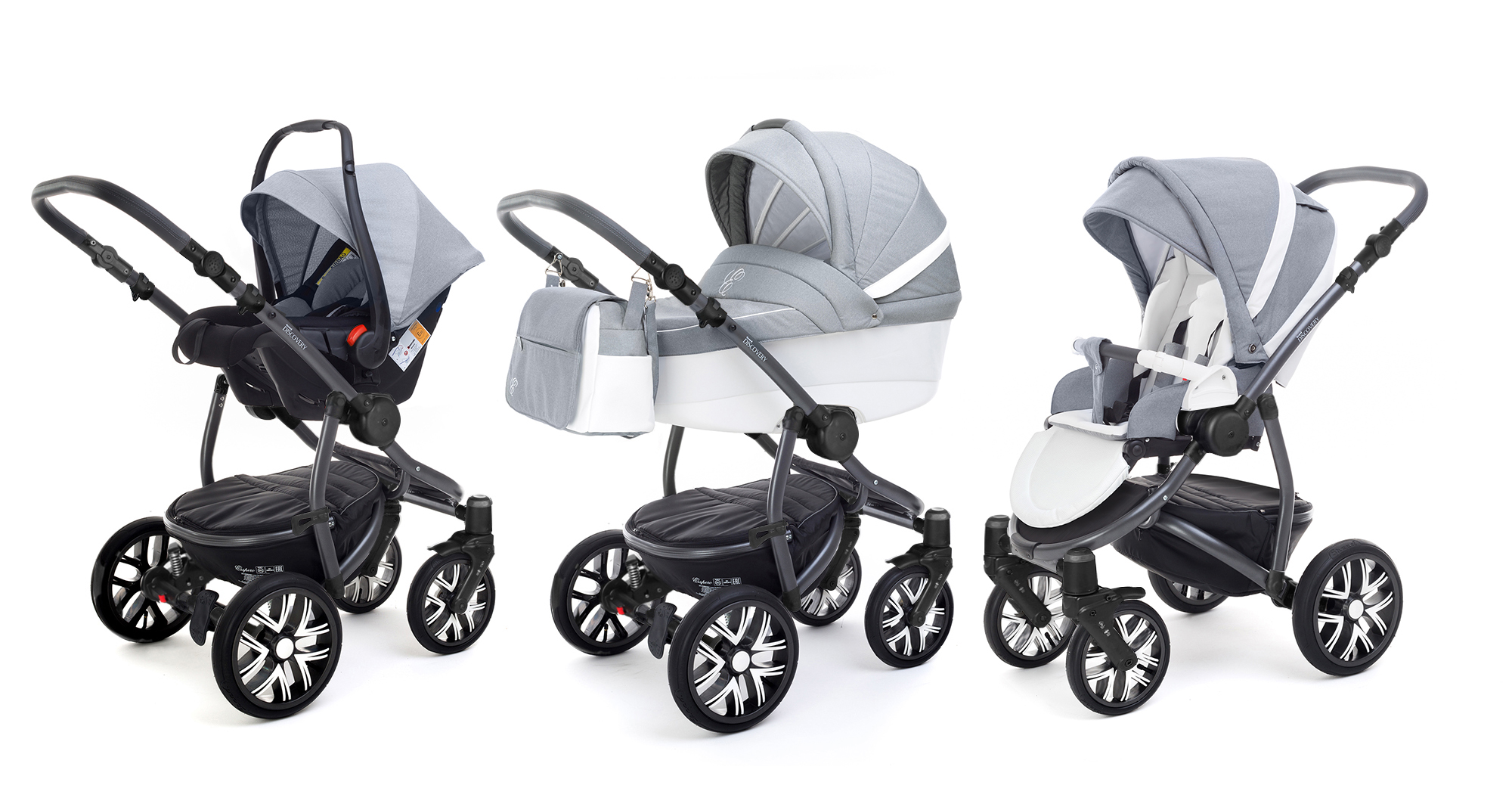 Коляска 3 в 1 Esspero Grand Discovery (шасси Graphite) Jeans Grey