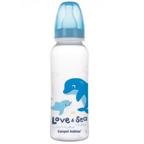 Бутылочка с узким горлышком Canpol Love&Sea арт. 59/400, PP, 12м+, 250 мл голубой