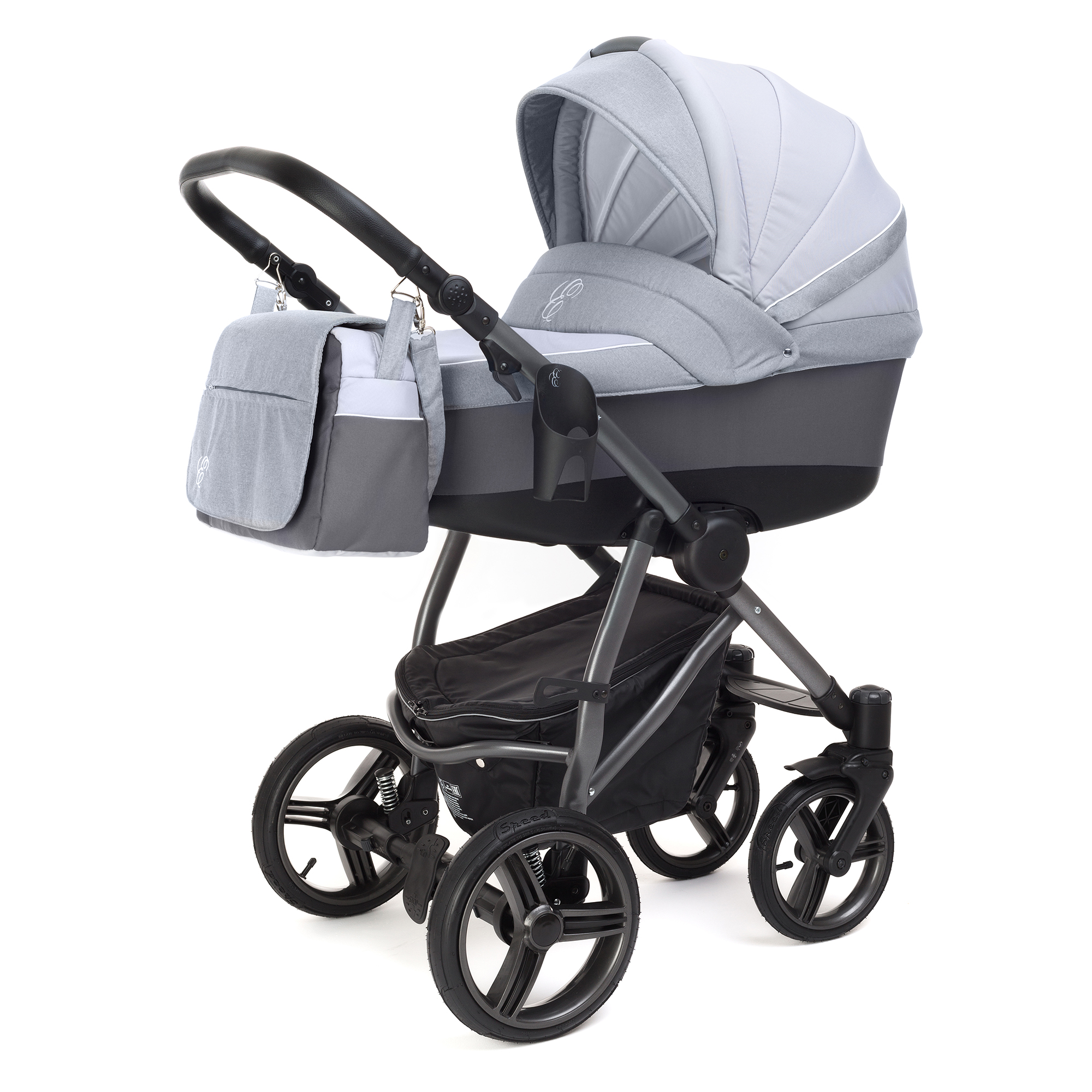 Коляска для новорожденных Esspero Grand Newborn Lux (шасси Graphite) Grey Stone