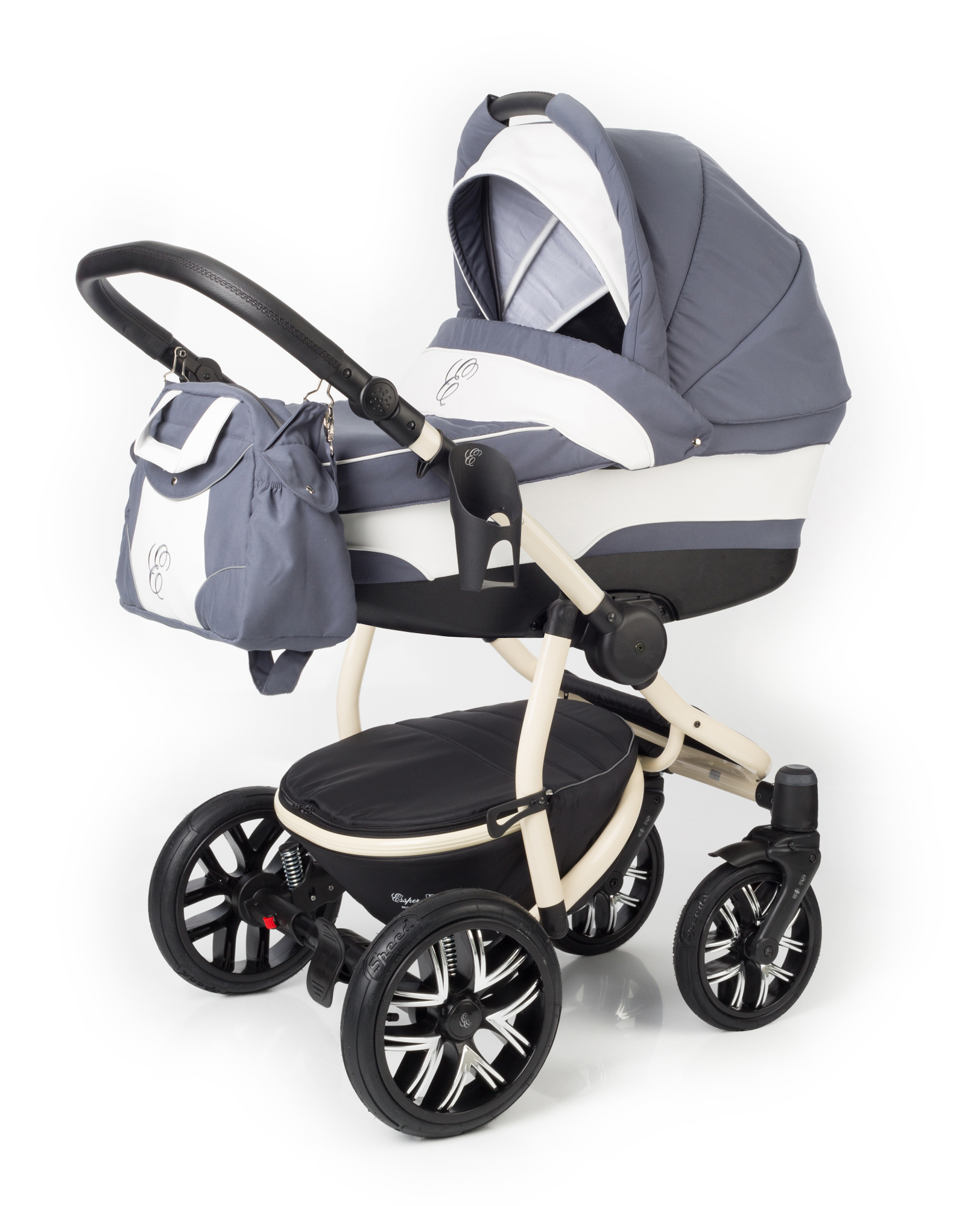 Коляска для новорожденных Esspero Discovery (шасси Beige) Grey Lux