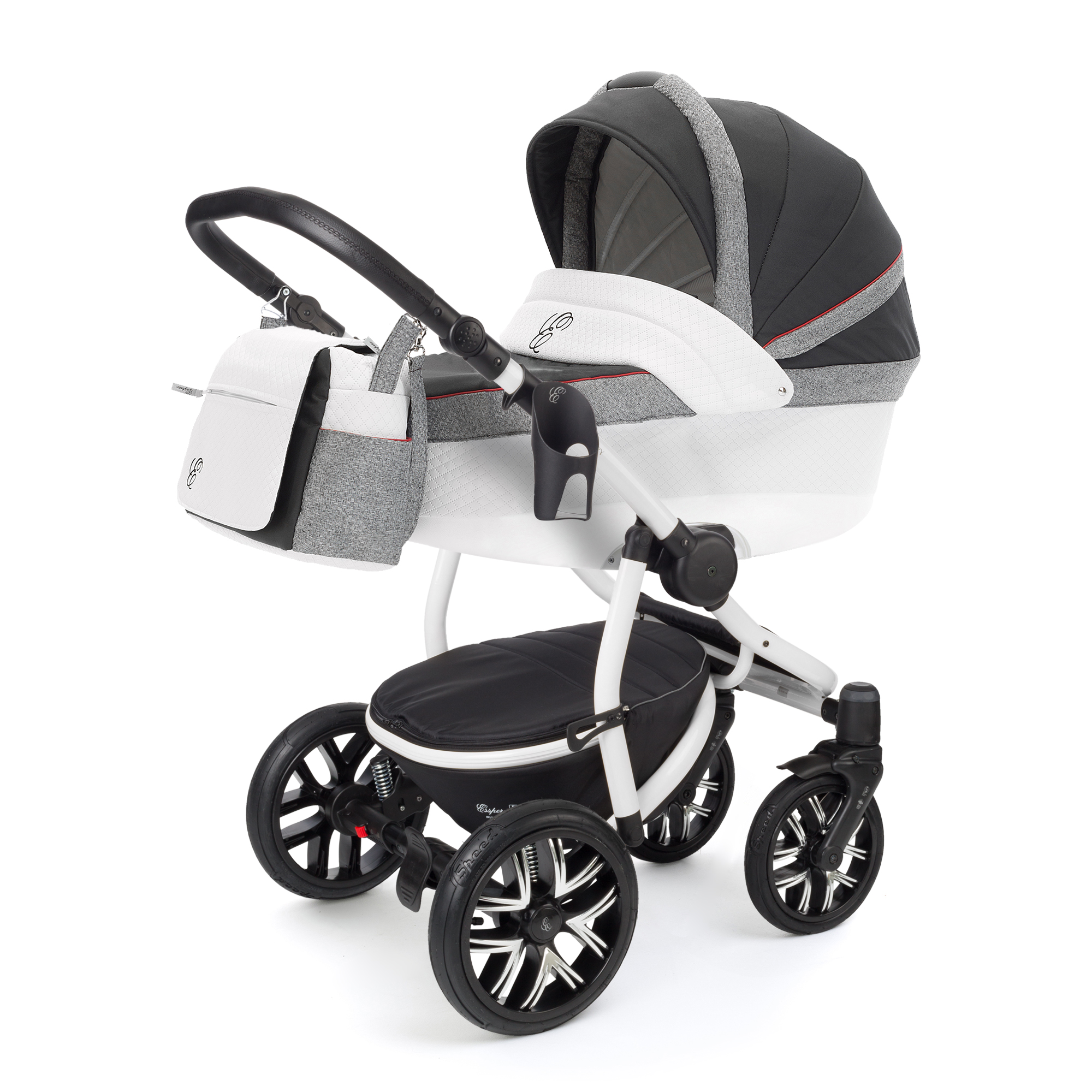 Коляска для новорожденных Esspero Grand Discovery (шасси White) Royal Grey