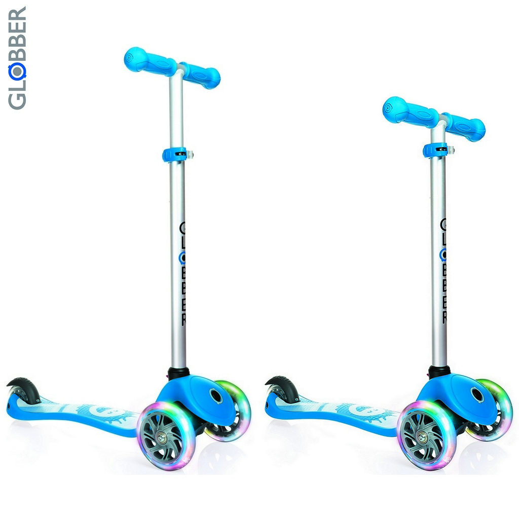 Самокат GLOBBER PRIMO Fantasy с 3 светящимися колесами SMILING Sky Blue