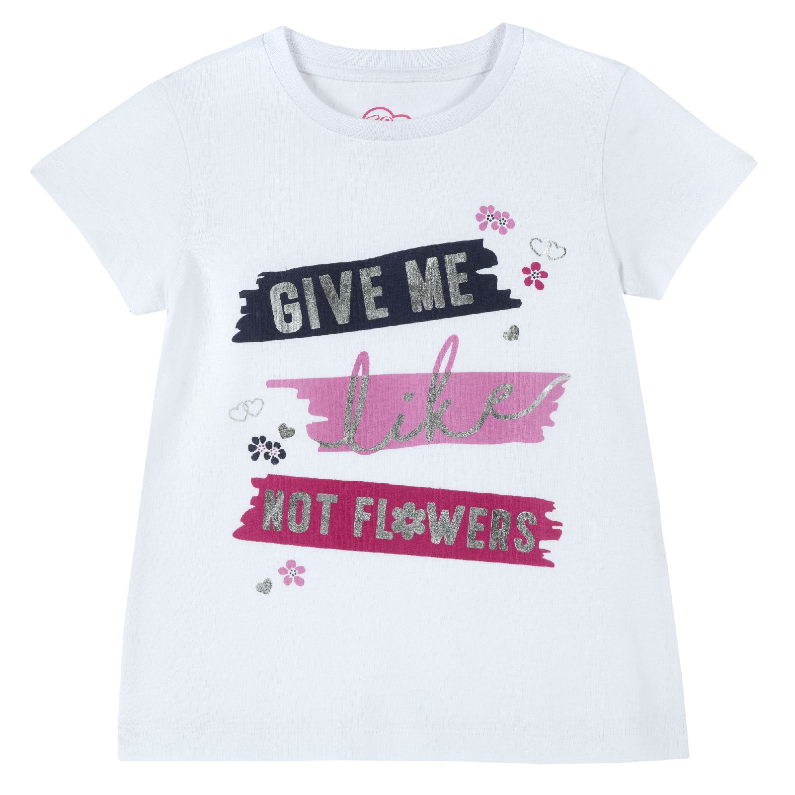 Футболка Chicco надпись Give me, для девочки Белый, р.110