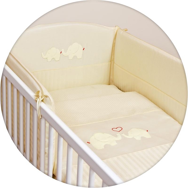Постельное бельё Ceba Baby с вышивкой 3 предмета Elephants Creamy