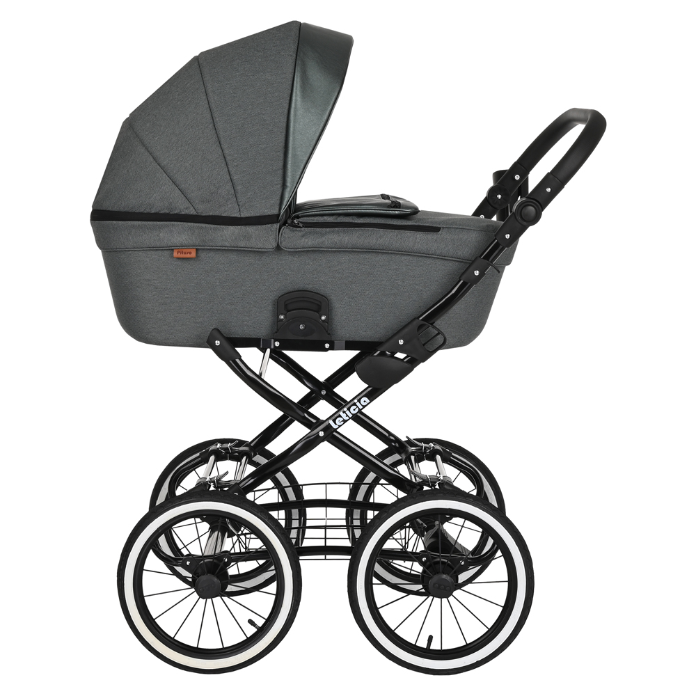 Коляска для новорожденных Pituso Leticia Classic/14d Night Green+Кожа Night Green Metalic