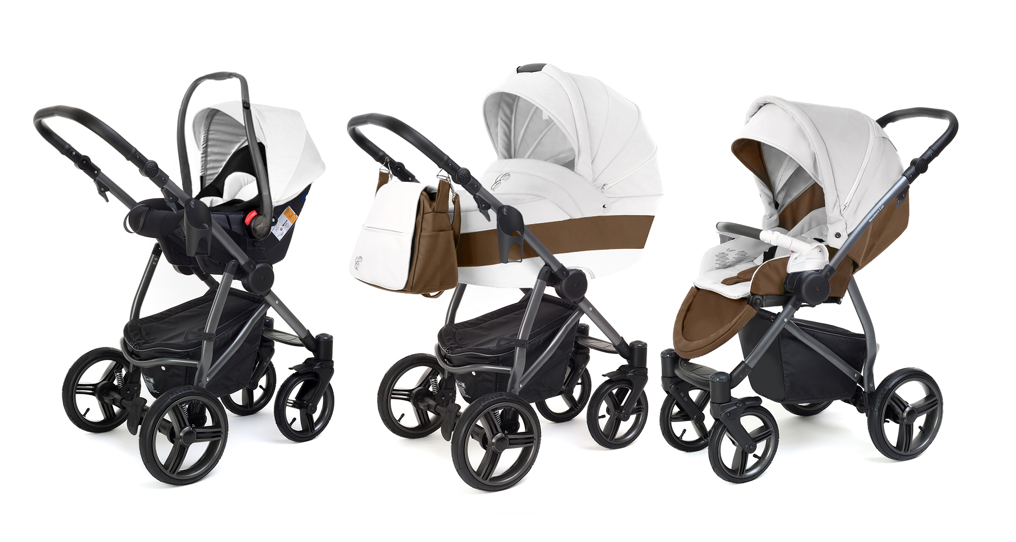 Коляска 3 в 1 Esspero Grand Newborn Lux (шасси Graphite) Canella leatherette