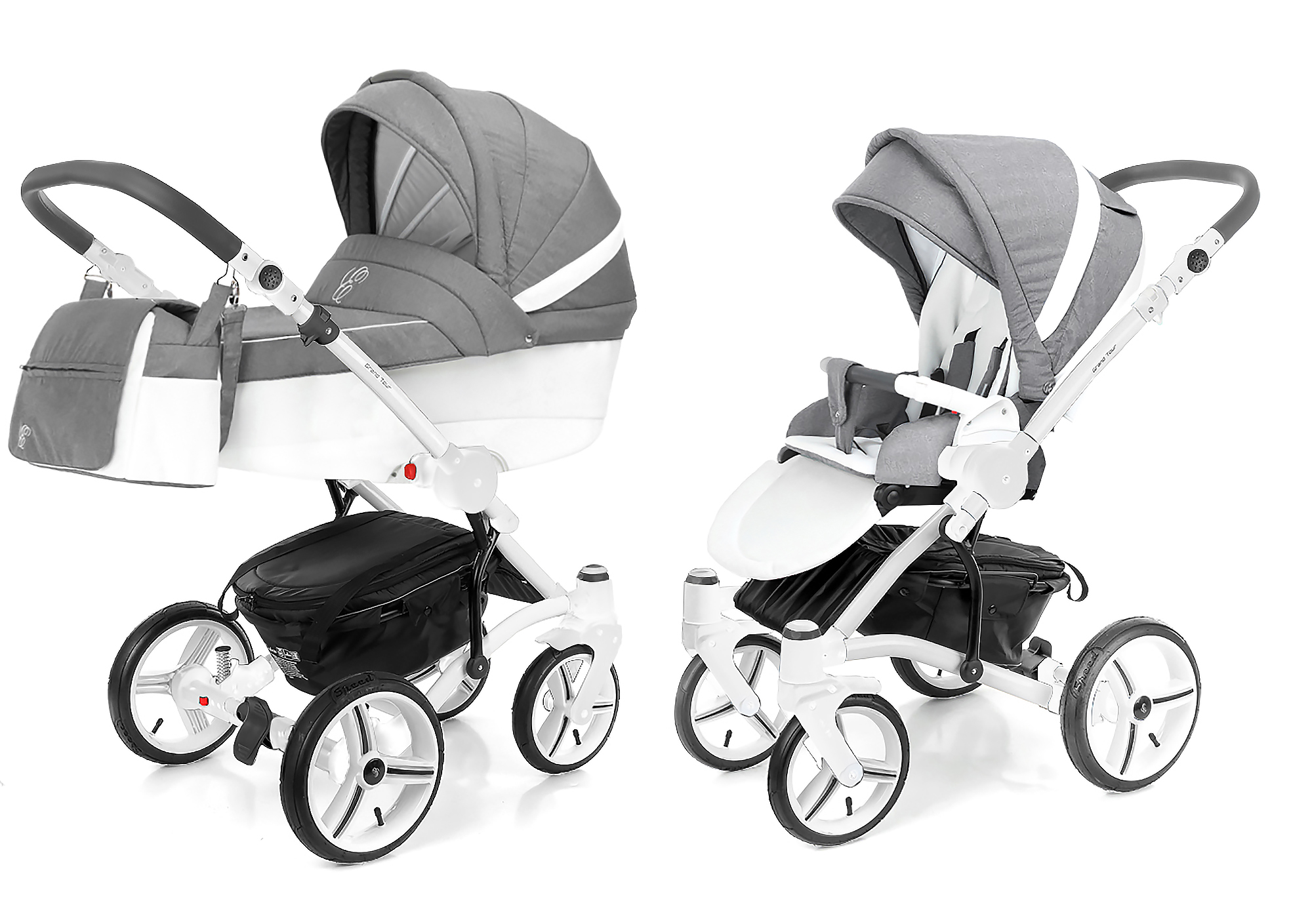 Коляска 2 в 1 Esspero Grand Tour (шасси White) Jeans Grey