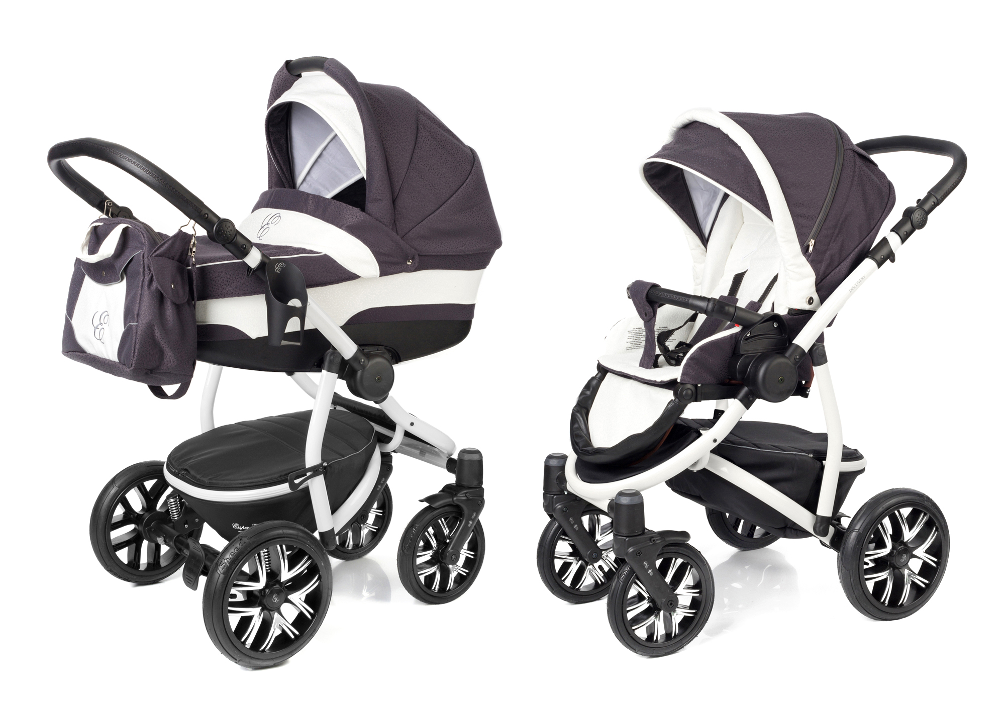 Коляска 2 в 1 Esspero Discovery (шасси White) Grey Leves