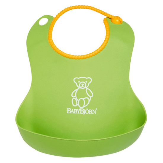 Нагрудник мягкий пластиковый для кормления ребенка BabyBjorn зеленый