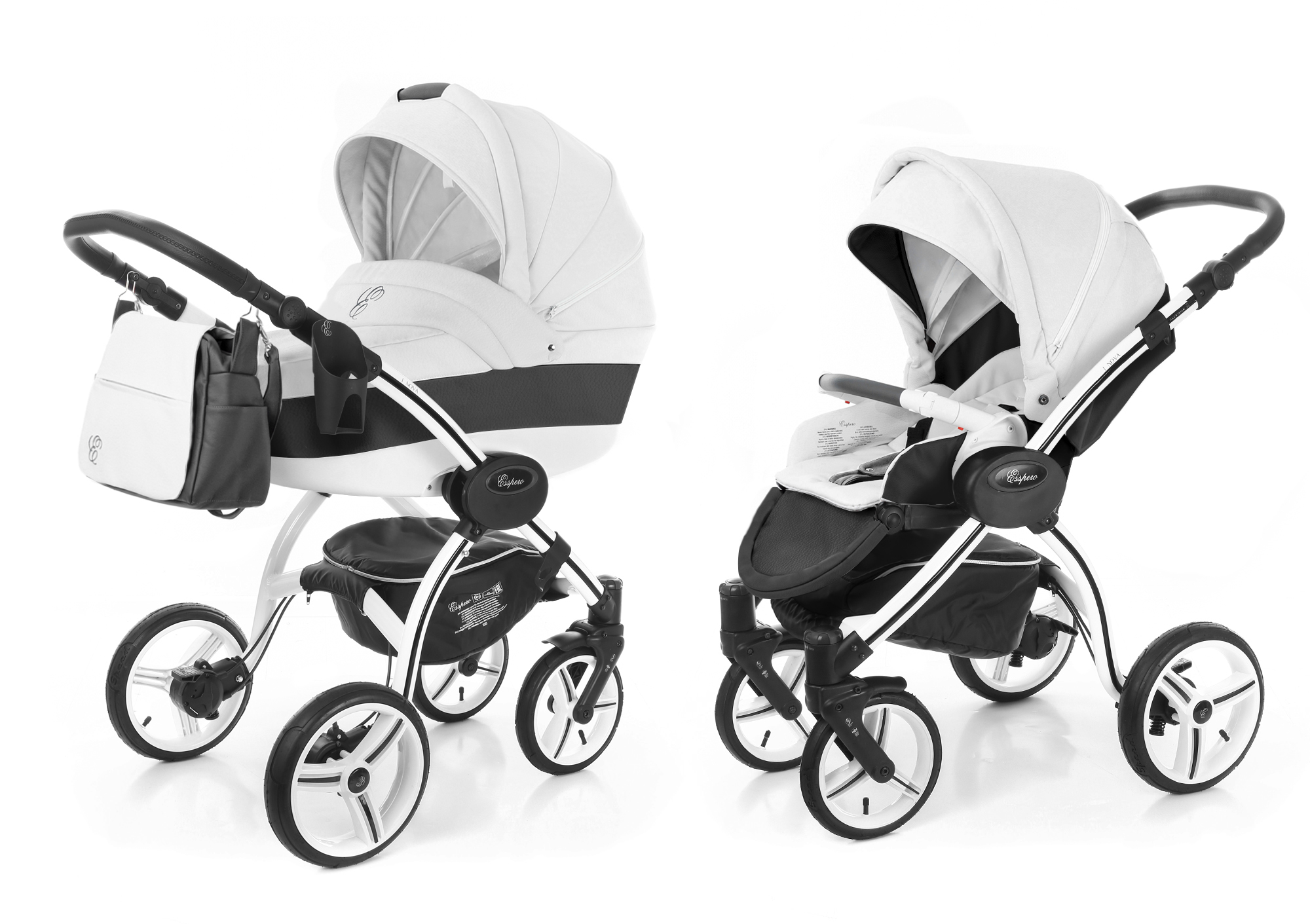 Коляска 2 в 1 Esspero Grand I-Nova (шасси White) White leatherette
