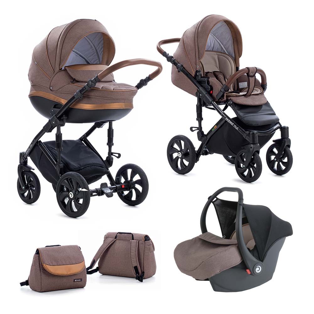 Коляска 3 в 1 Tutis Mimi Style Кофейный лен+Бронза
