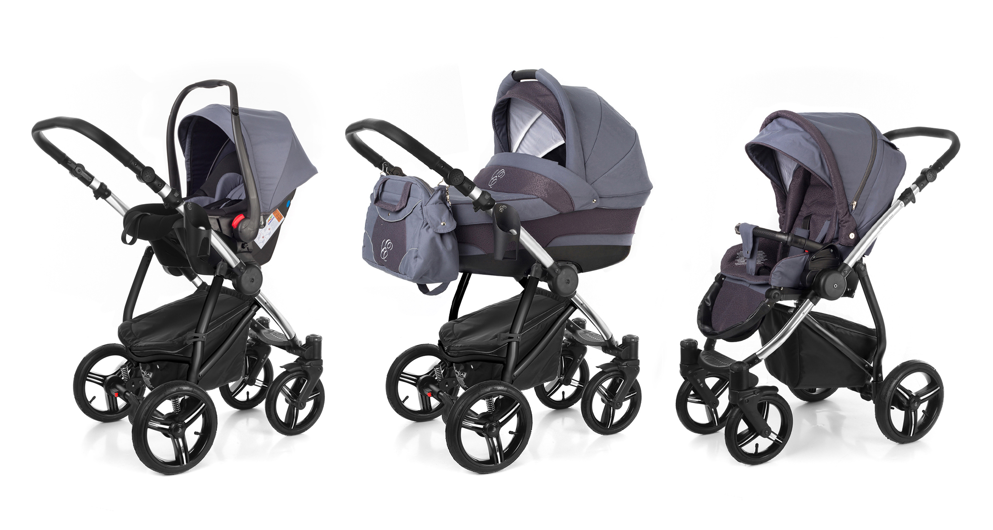 Коляска 3 в 1 Esspero Newborn Lux (шасси Chrome) Dark Grey